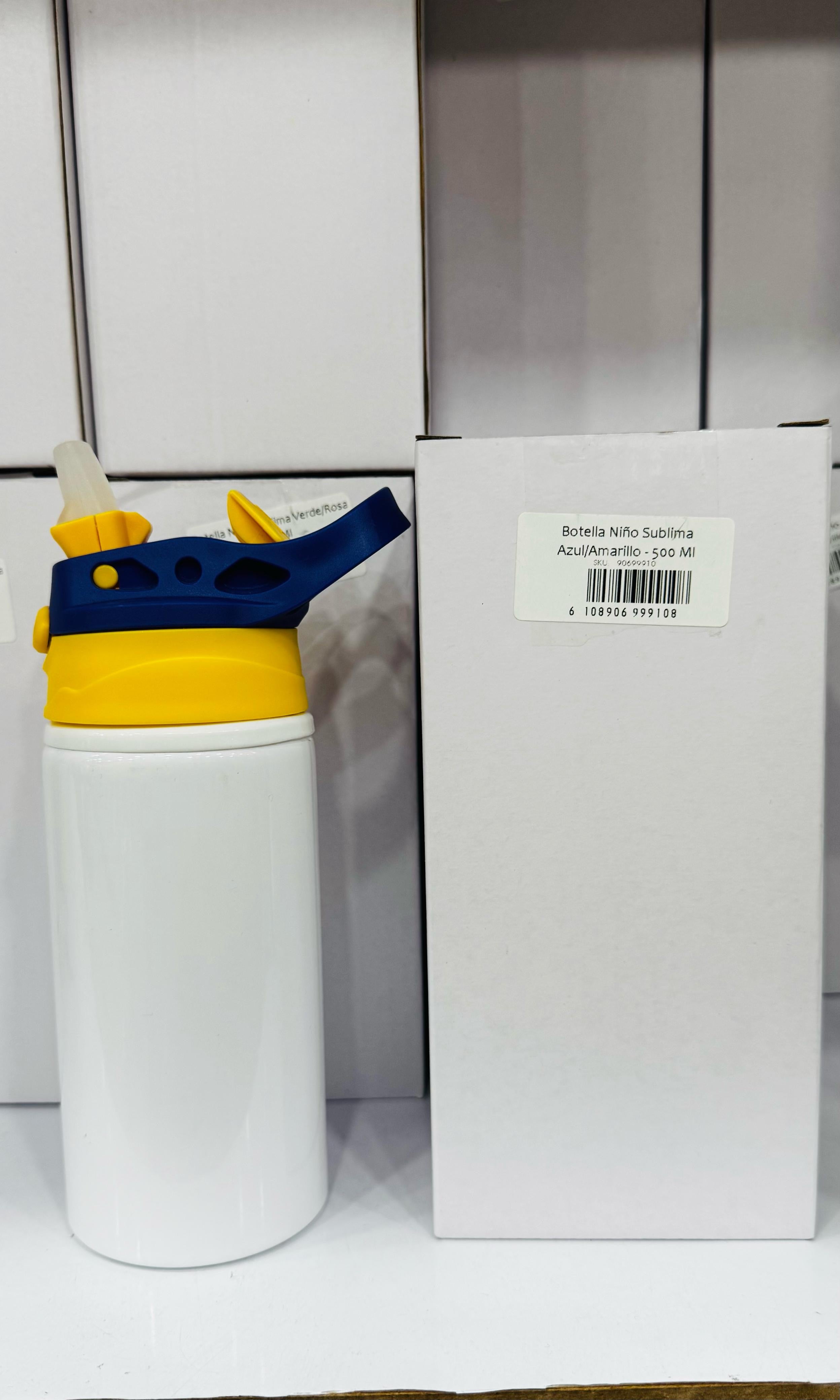 Botella Niño Sublimable 500 ml Azul/Amarillo