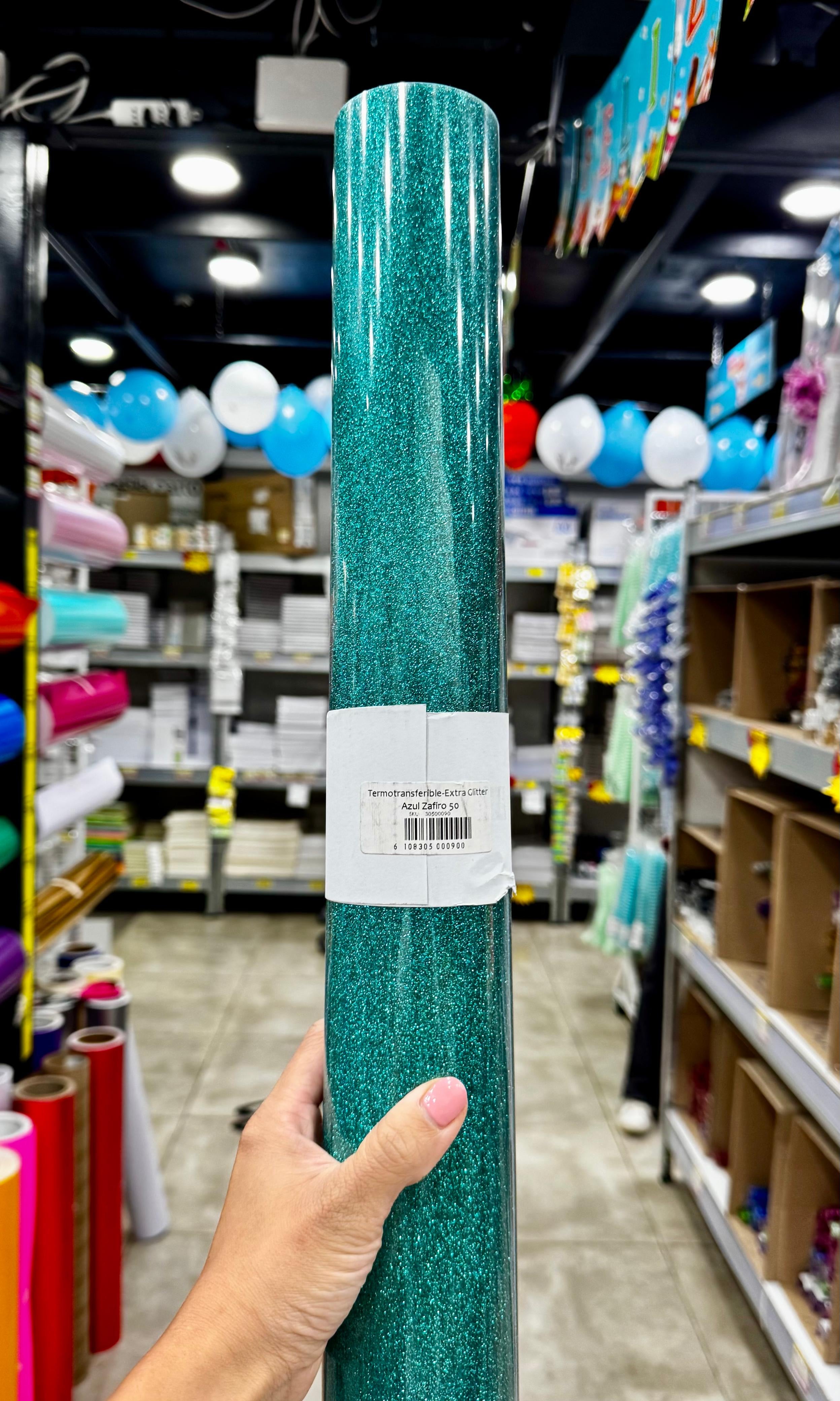 Vinilo Textil Adhesivo Glitter 50x100 cms Azul Zafiro