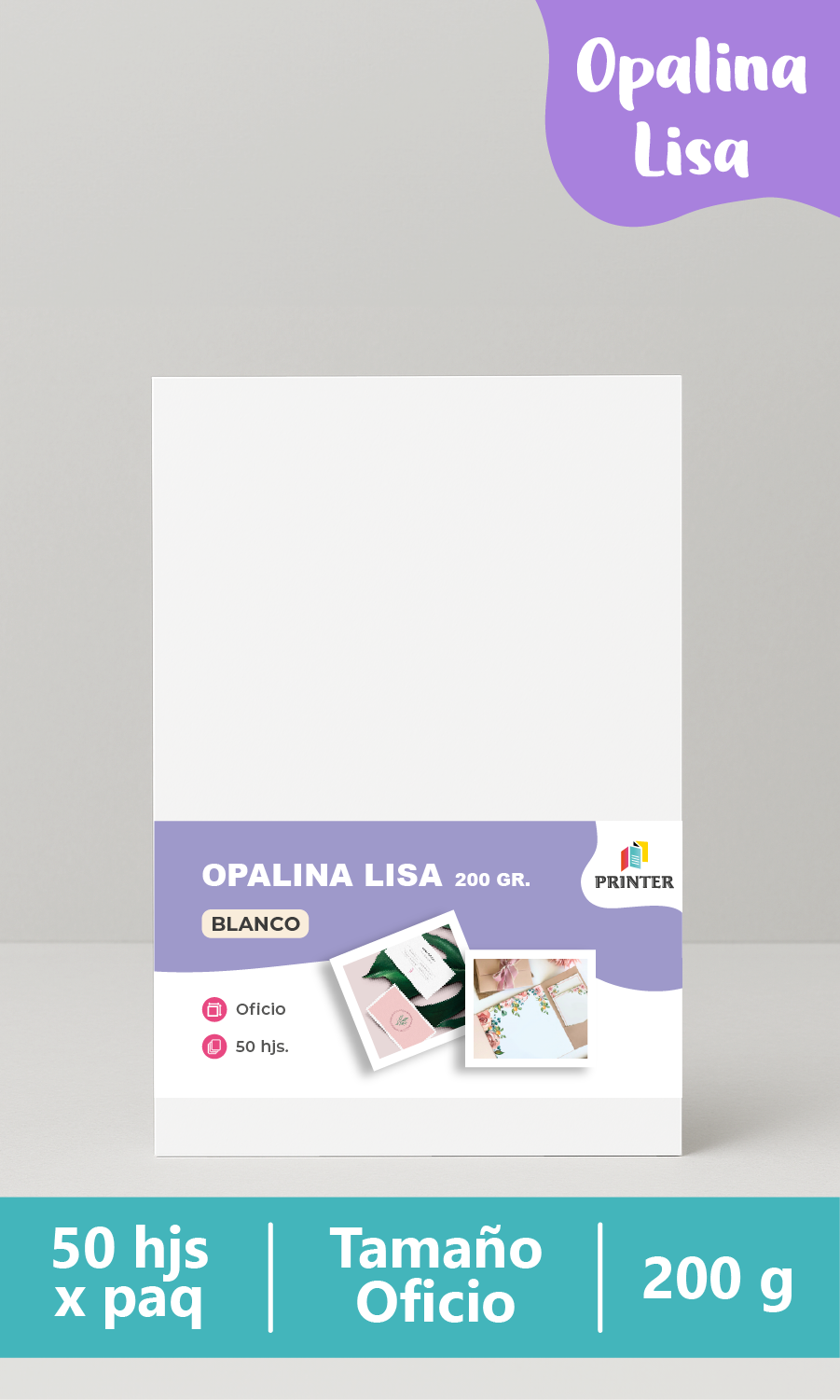 Opalina Lisa 200 grs 50 hjs Blanca Oficio