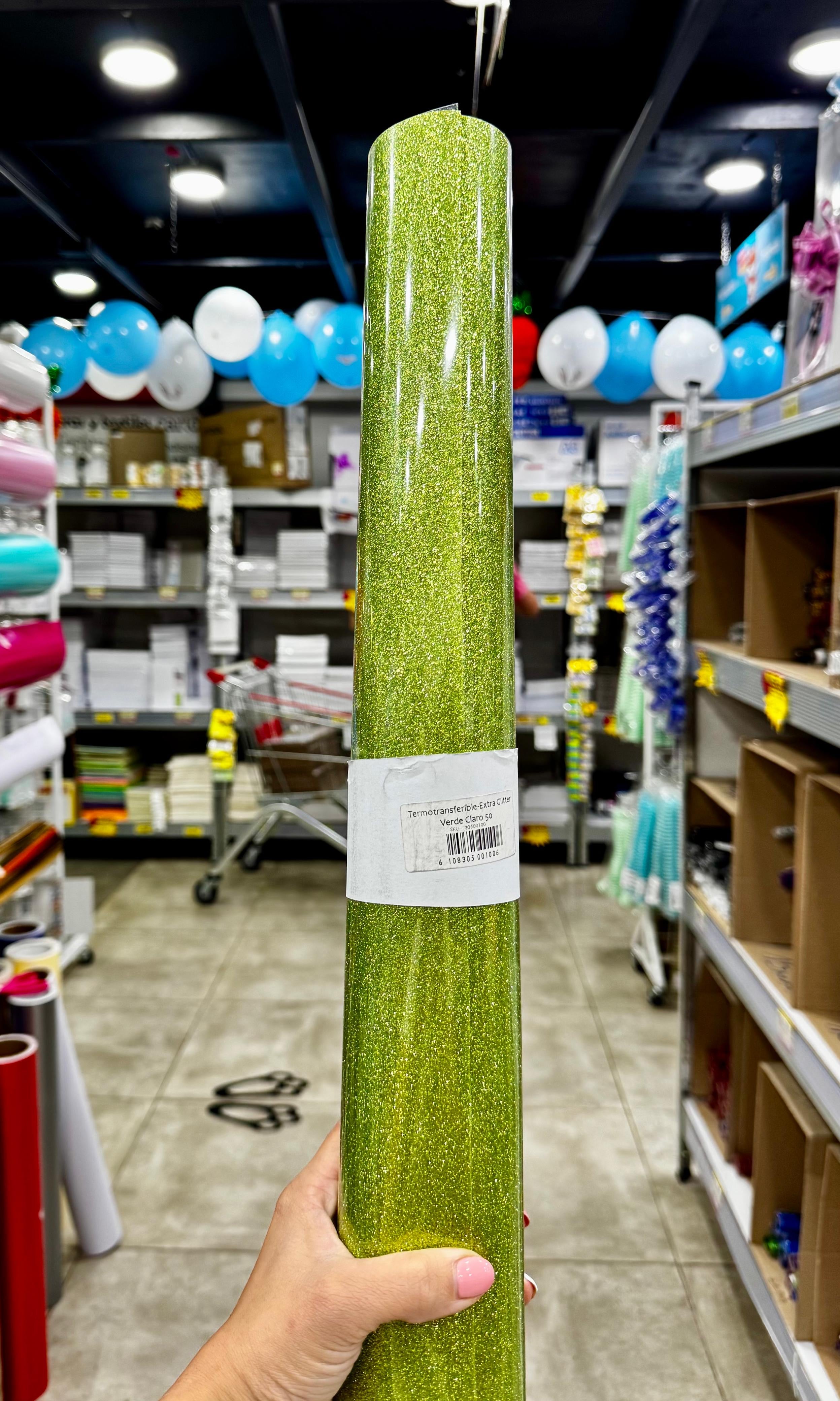 Vinilo Textil Adhesivo Glitter 50x100 cms Verde Claro