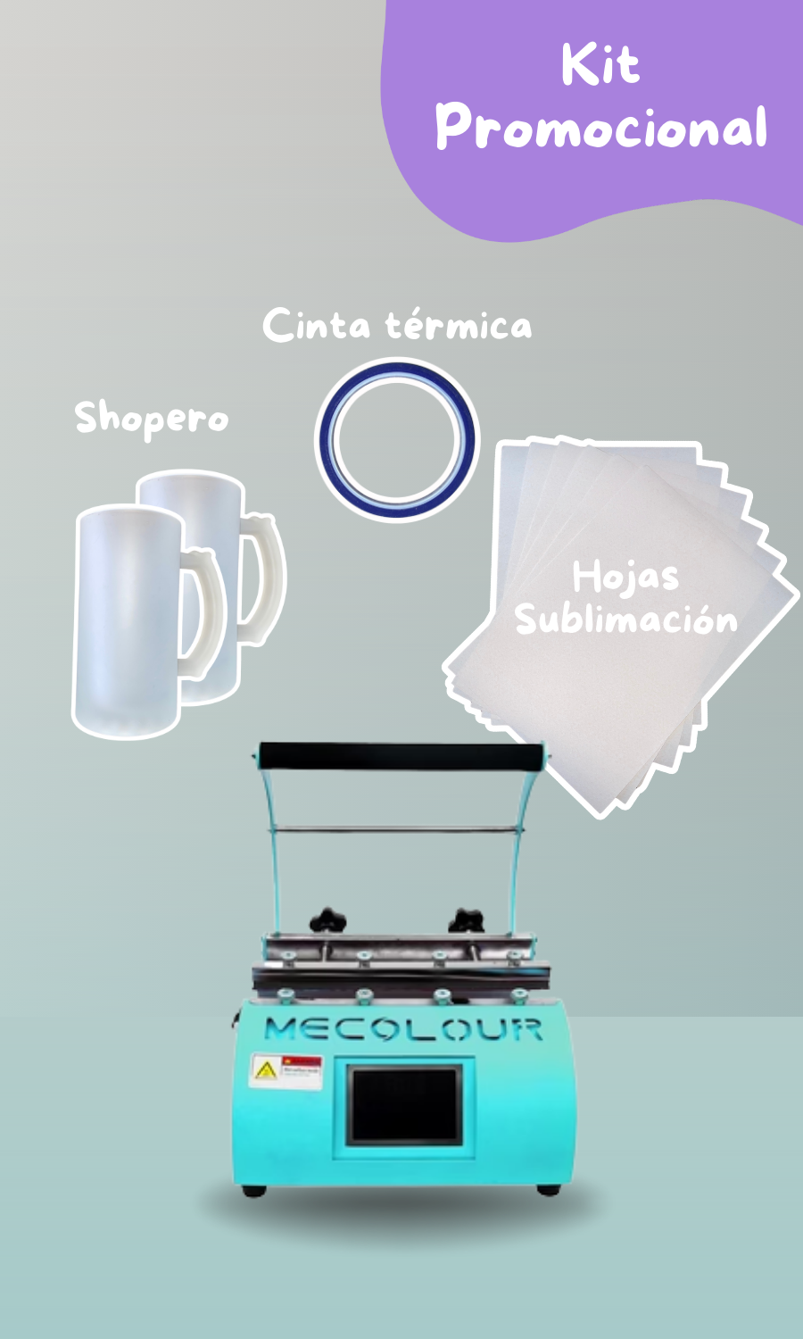 Kit: Estampadora  Botellas 30 oz Verde Menta