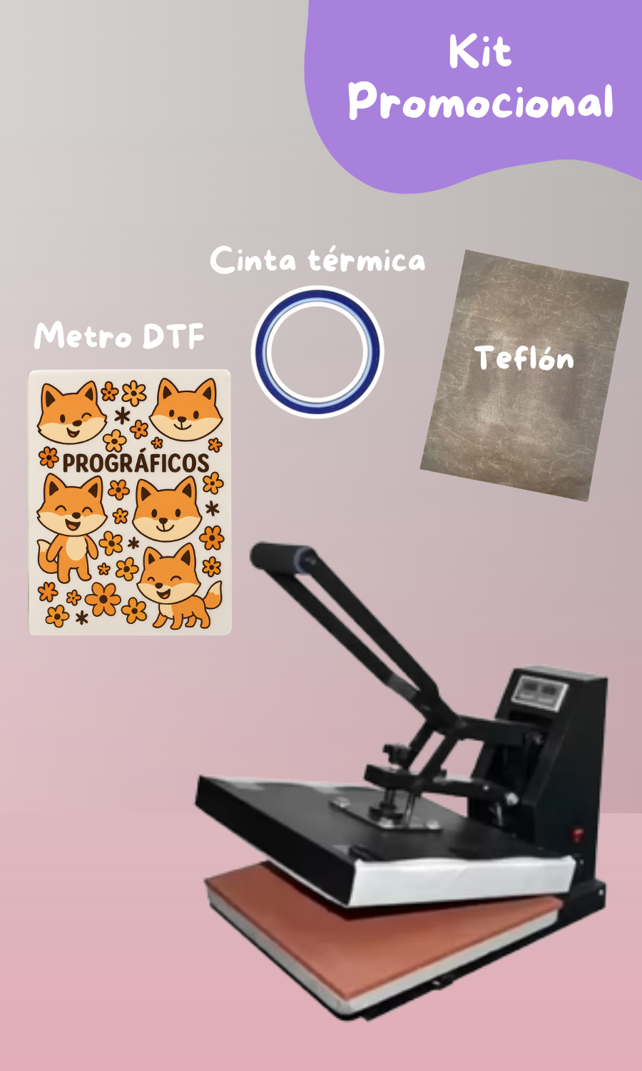 Kit: Estampadora Plana 38x38 cm