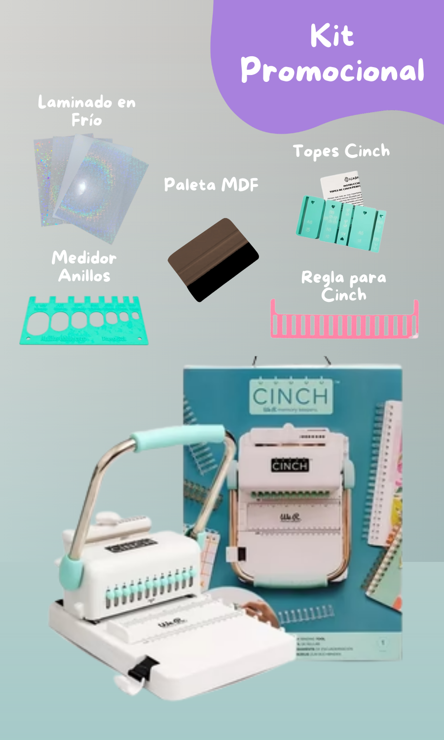 Kit: Anilladora Cinch Perforación Redonda