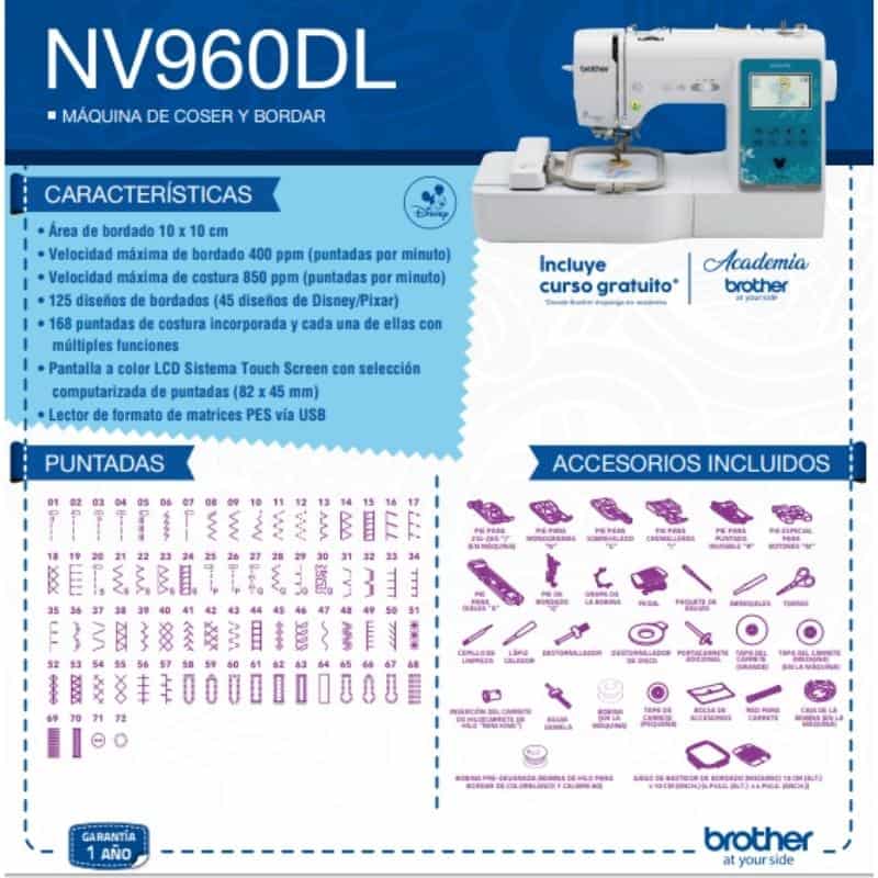 Máquina Coser y Bordar Brother NV960 DL