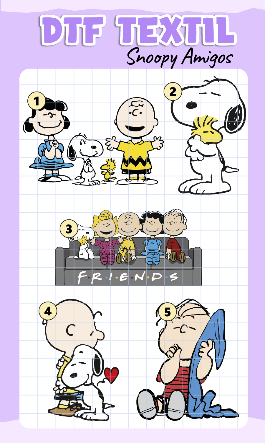 Parche DTF Snoopy Amigos
