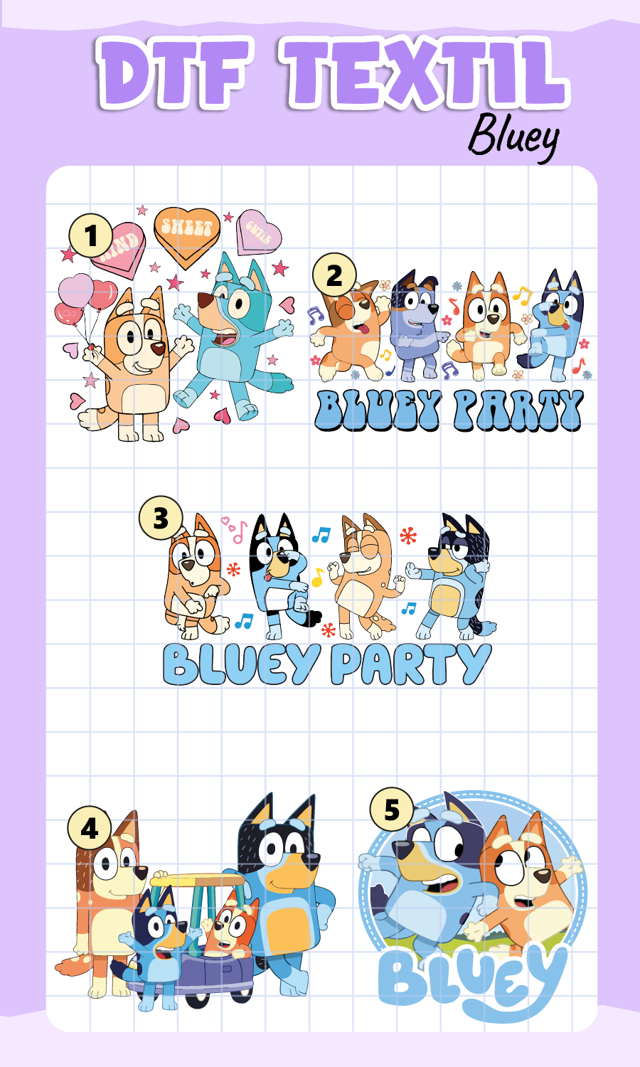 Parche DTF Bluey Party