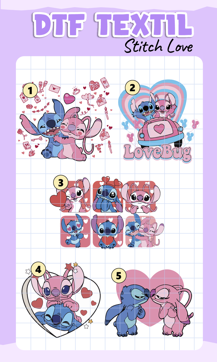 Parche DTF Stich Love