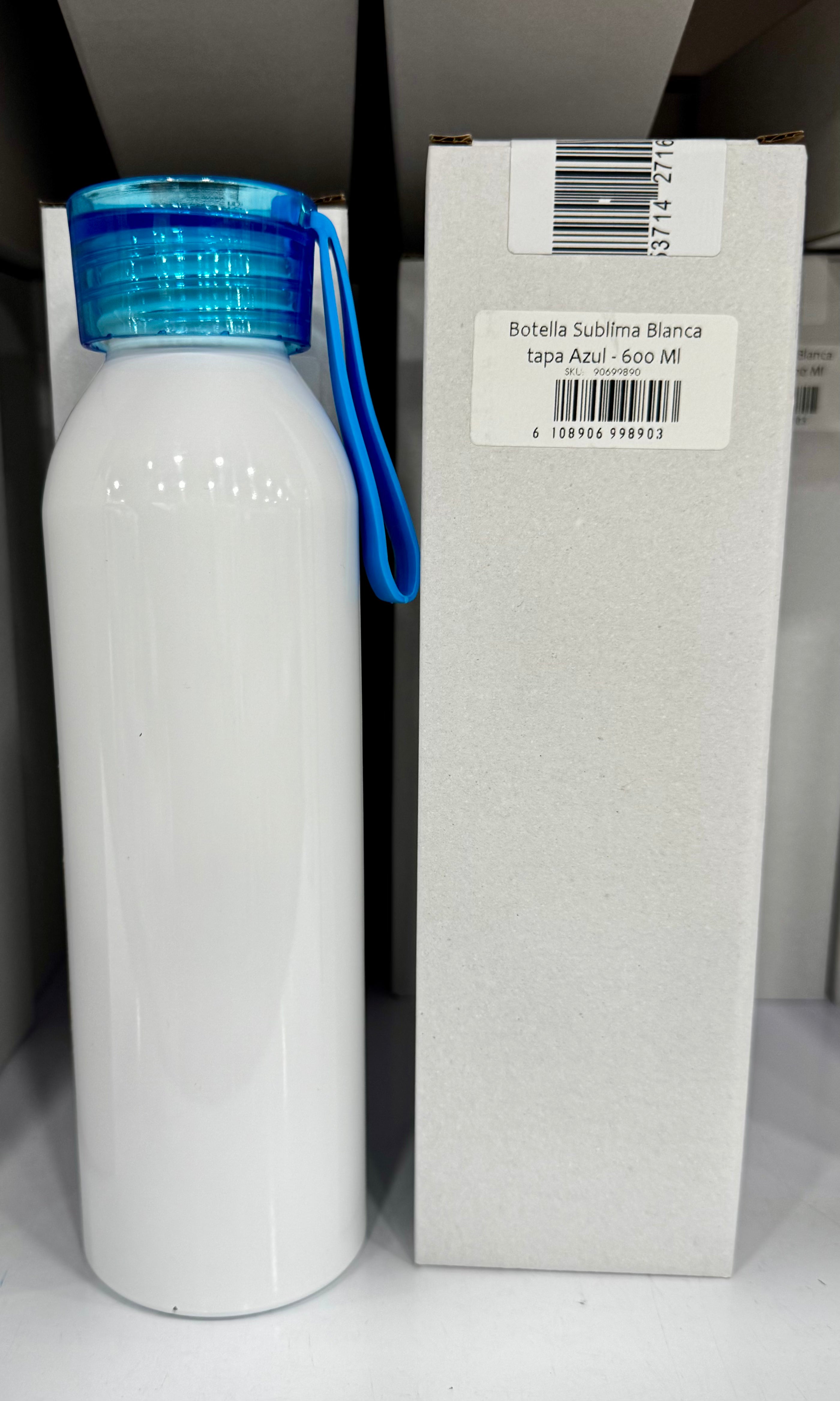 Botella Deportiva 650 ml Tapa Azul