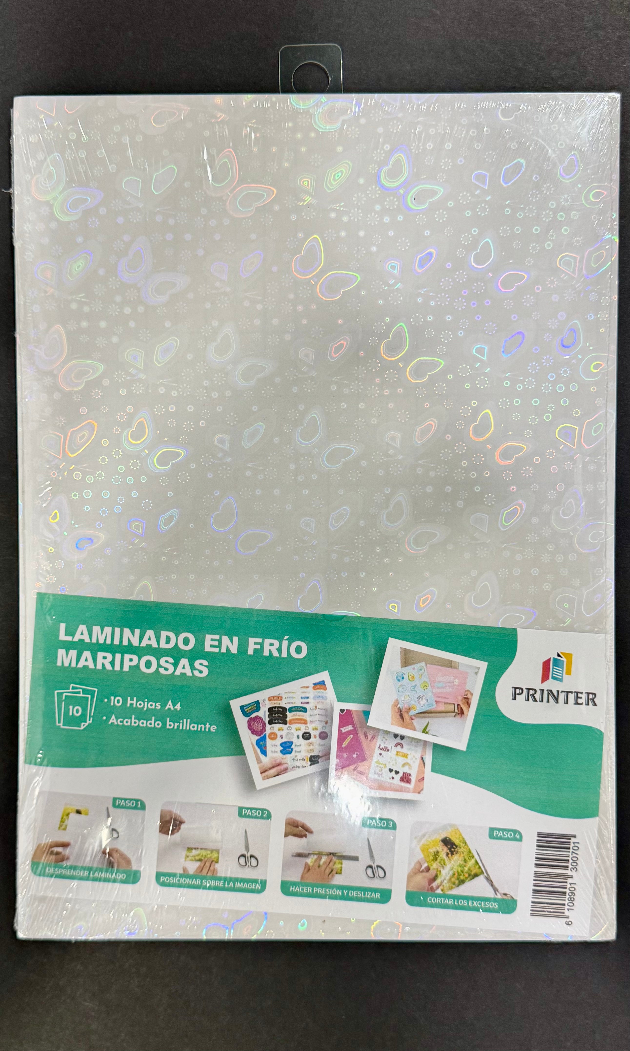 Laminado en Frío Holográfico Mariposas A4 10 hjs