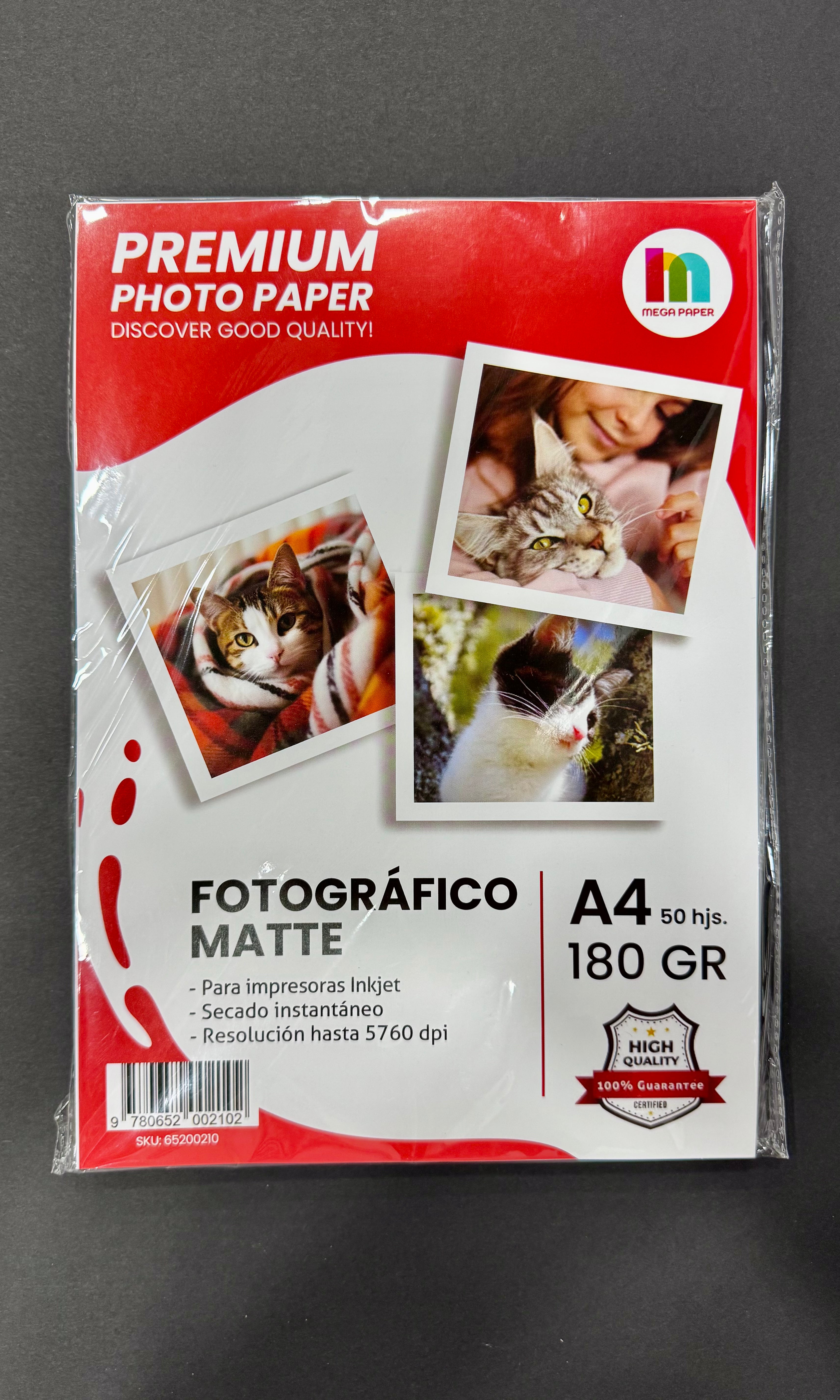 Papel Fotográfico Opaco A4 180 grs 50 hjs
