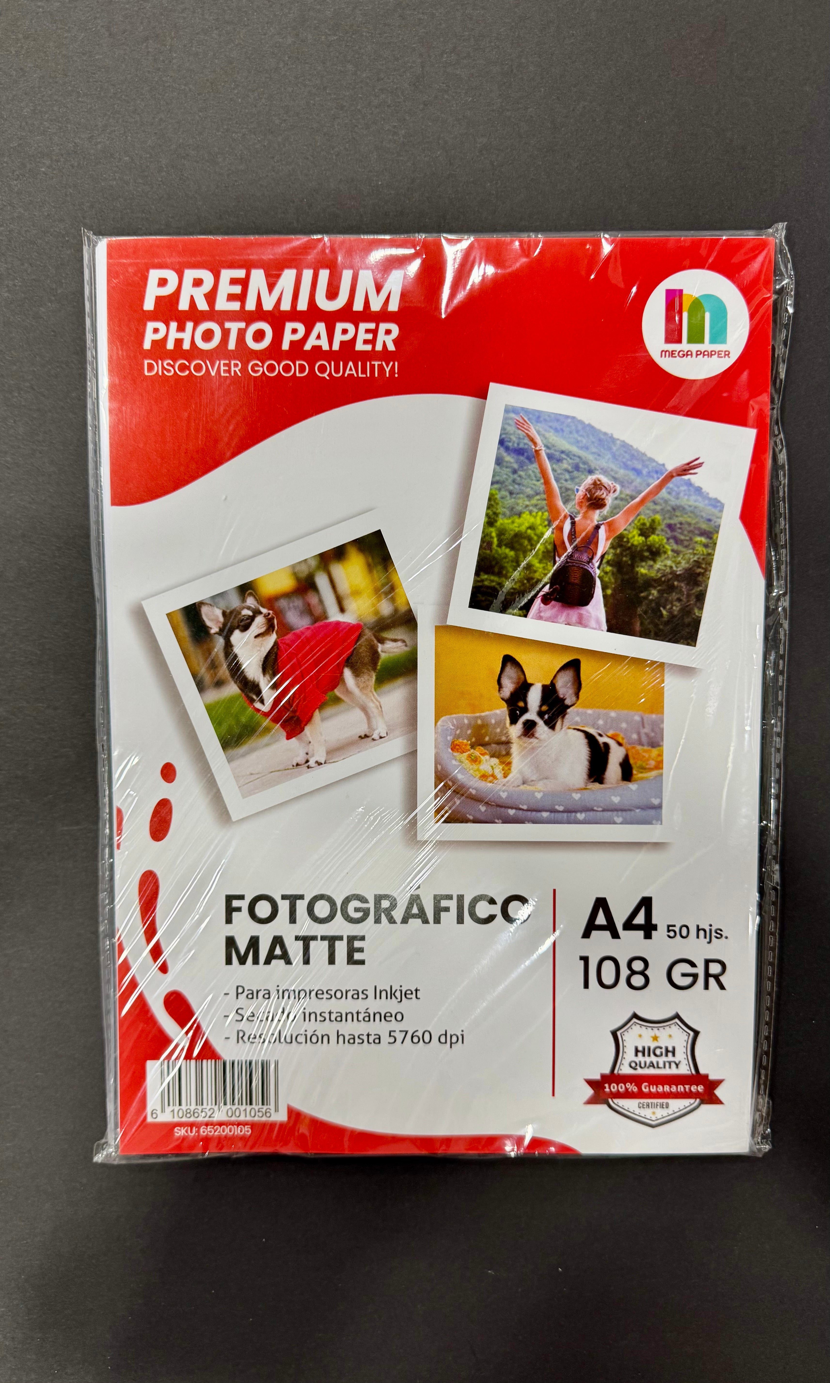 Papel Fotográfico Opaco A4 108 grs 50 hjs