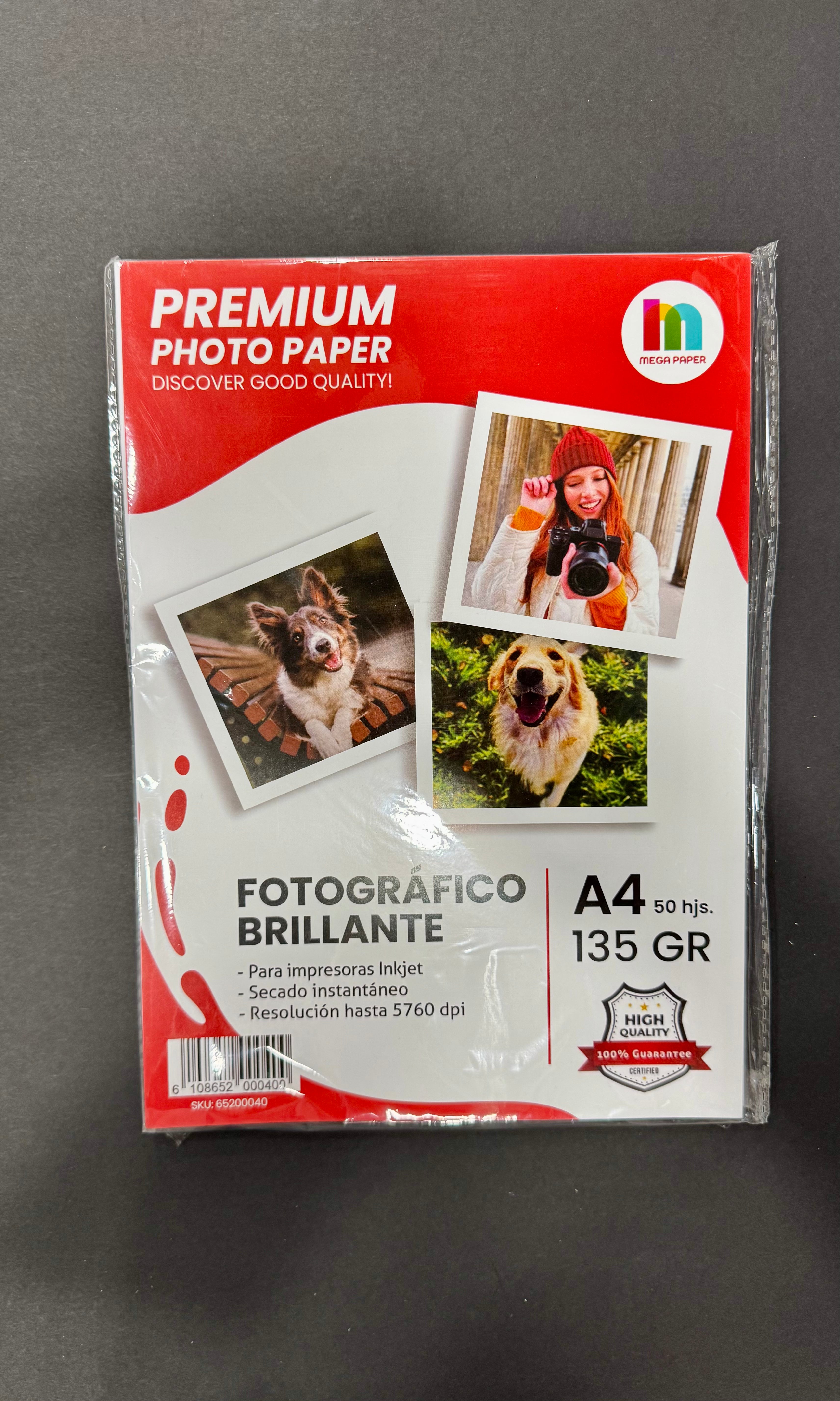 Papel Fotográfico Brillante A4 135 grs 50 hjs
