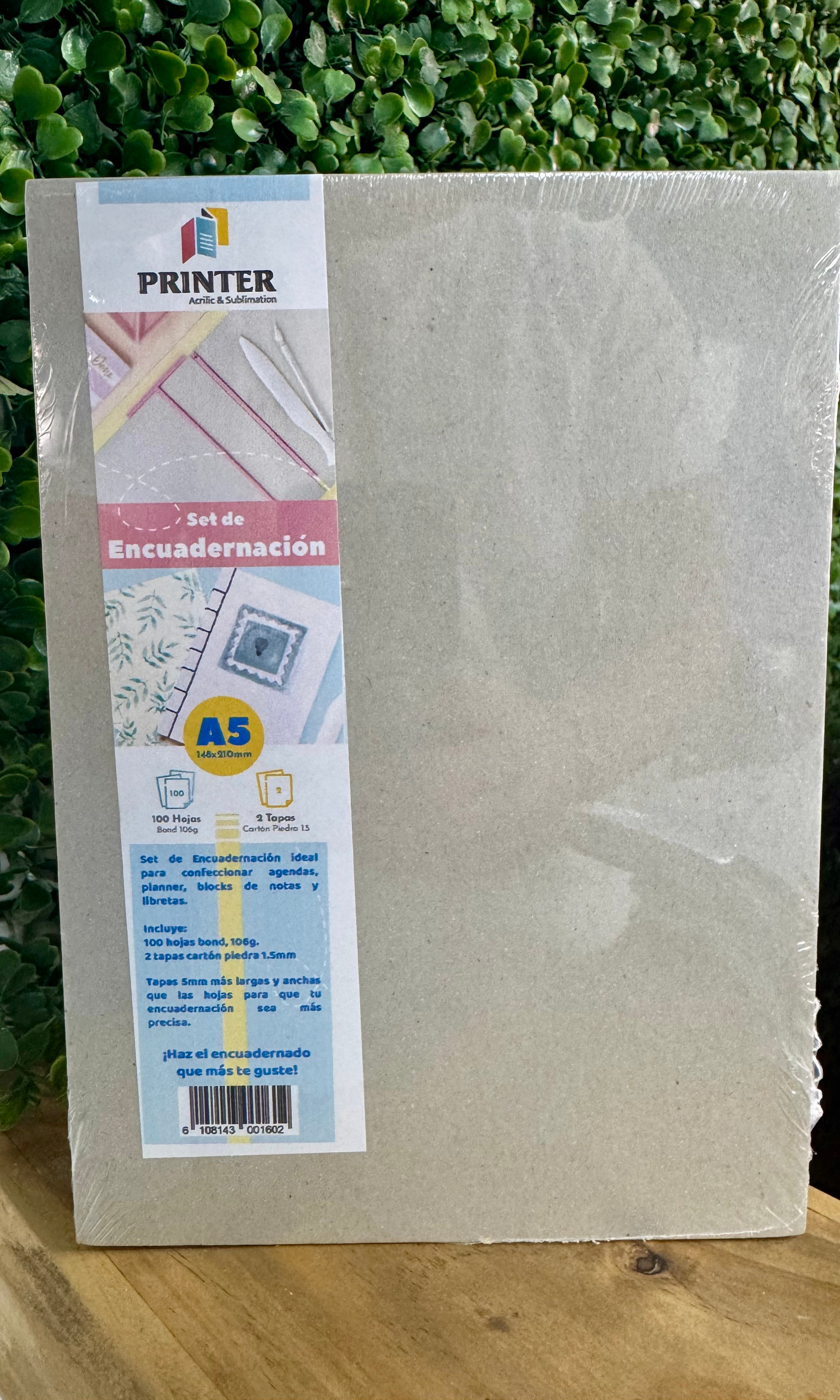 Pack 100 hjs Papel+2 Tapas Piedra A5