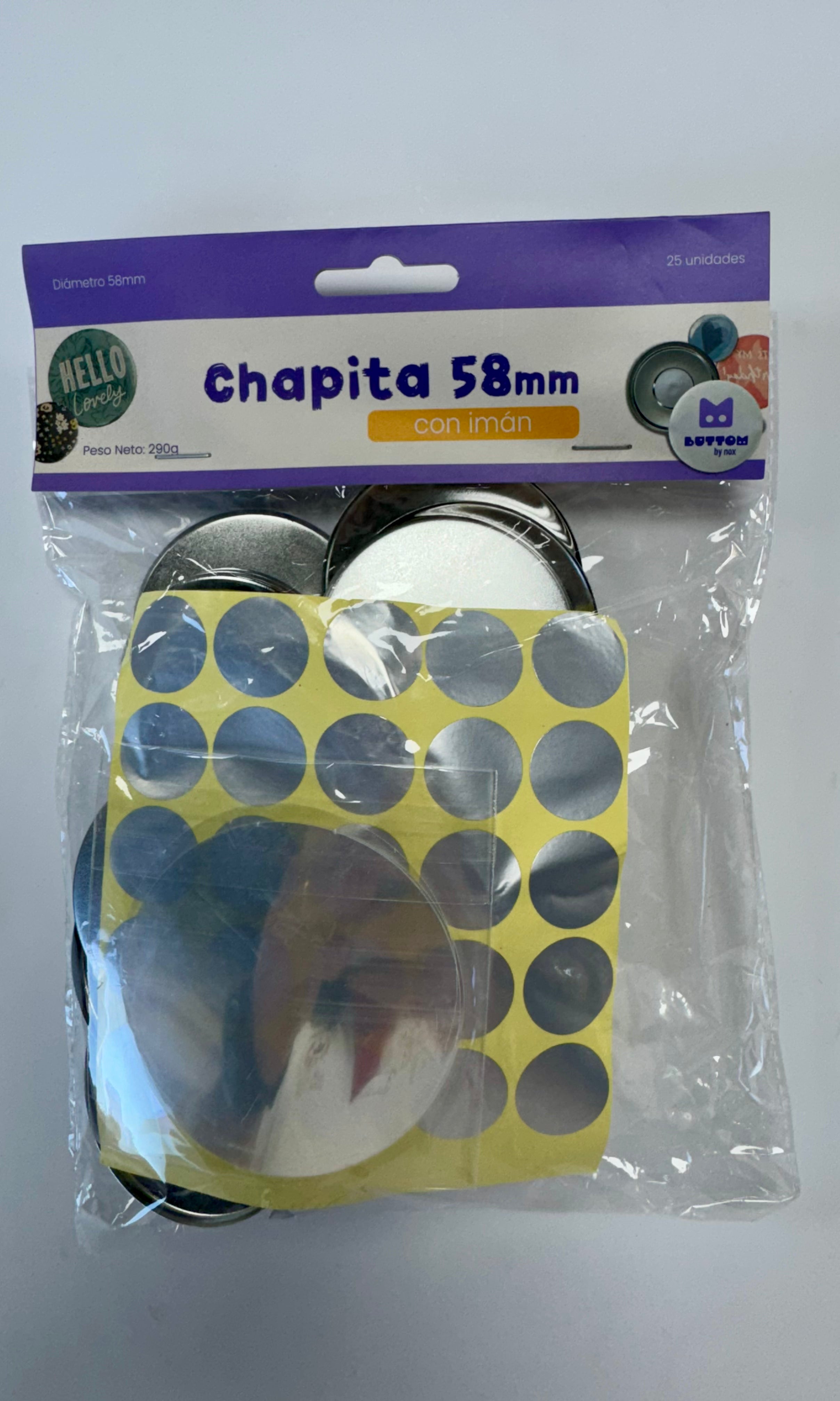 Chapita Metálica 58 mm con Iman