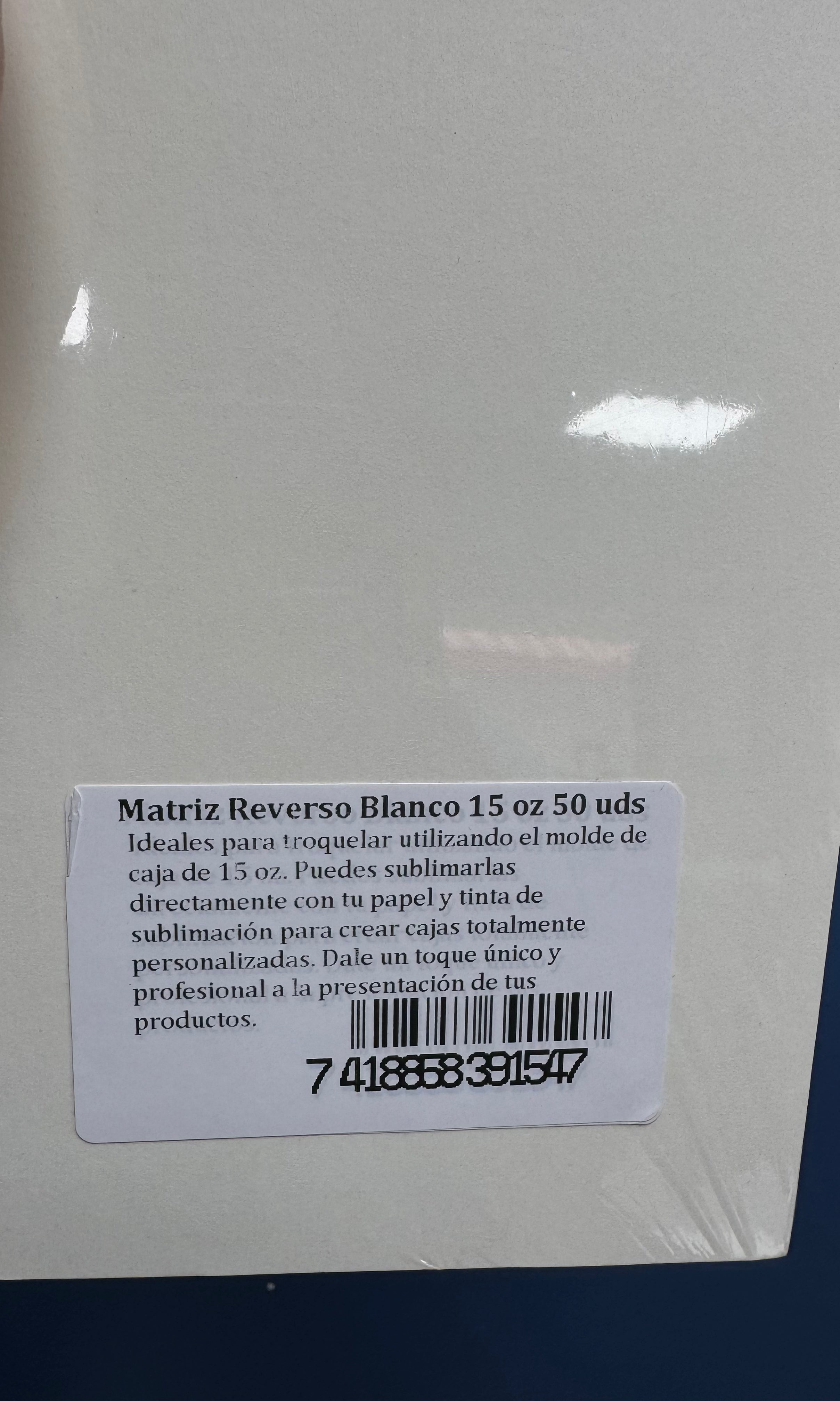 Matriz Reverso Blanco 50 uds 15 oz