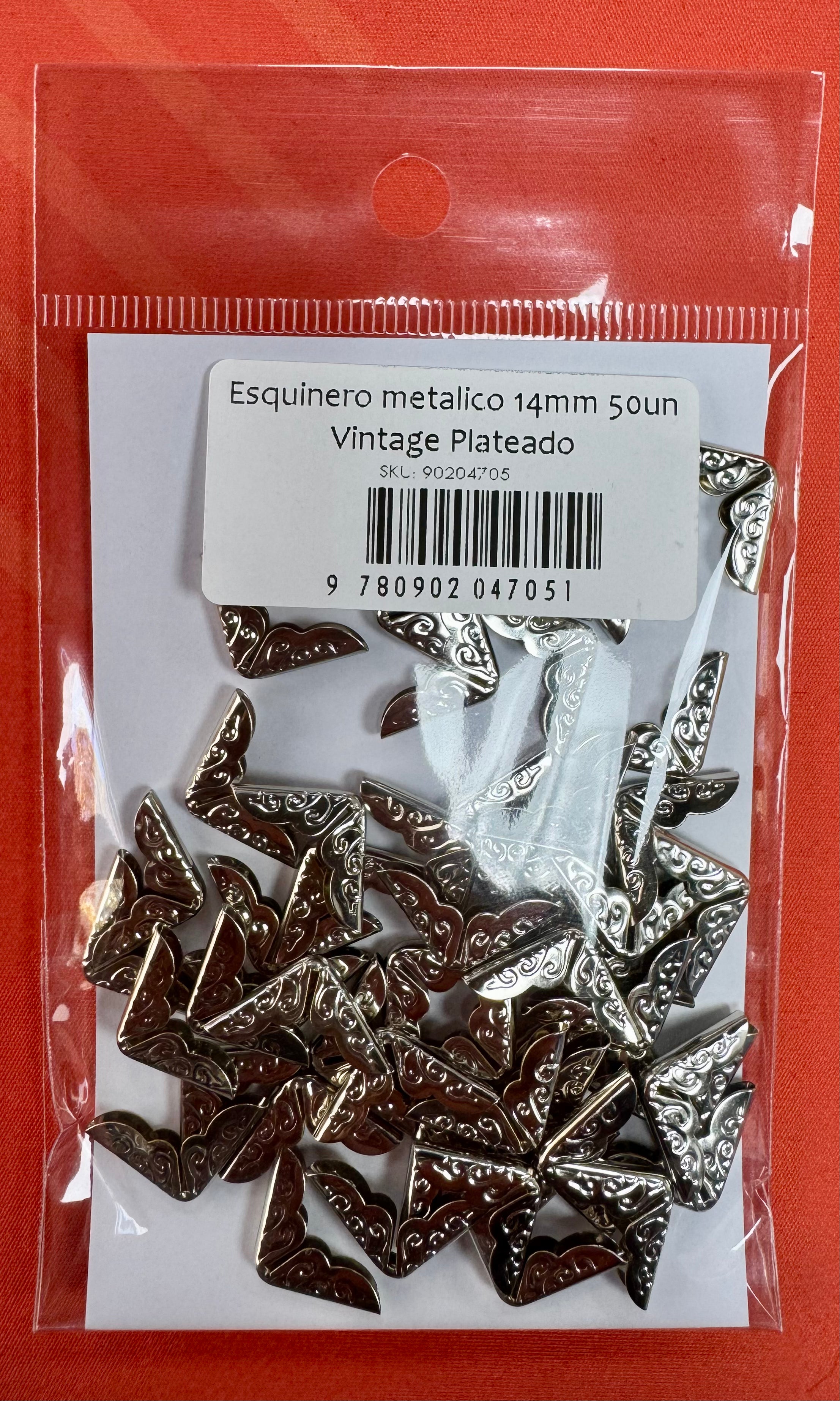Esquinero Metálico Vintage 14 mm 50 uds Plateado
