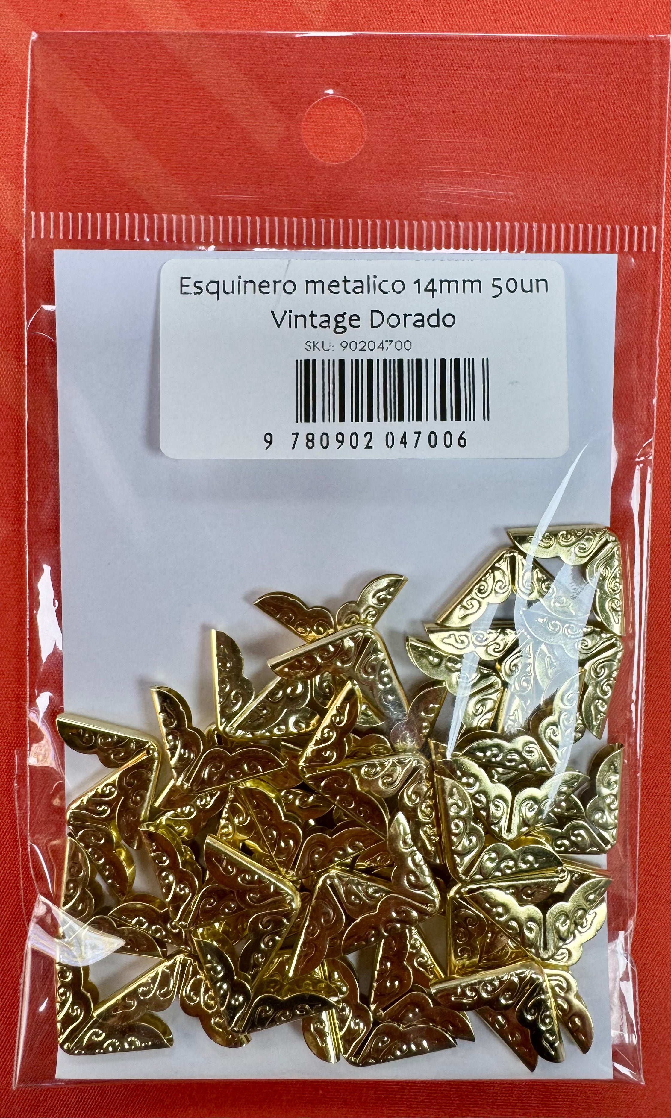 Esquinero Metálico Vintage 14 mm 50 uds Dorado