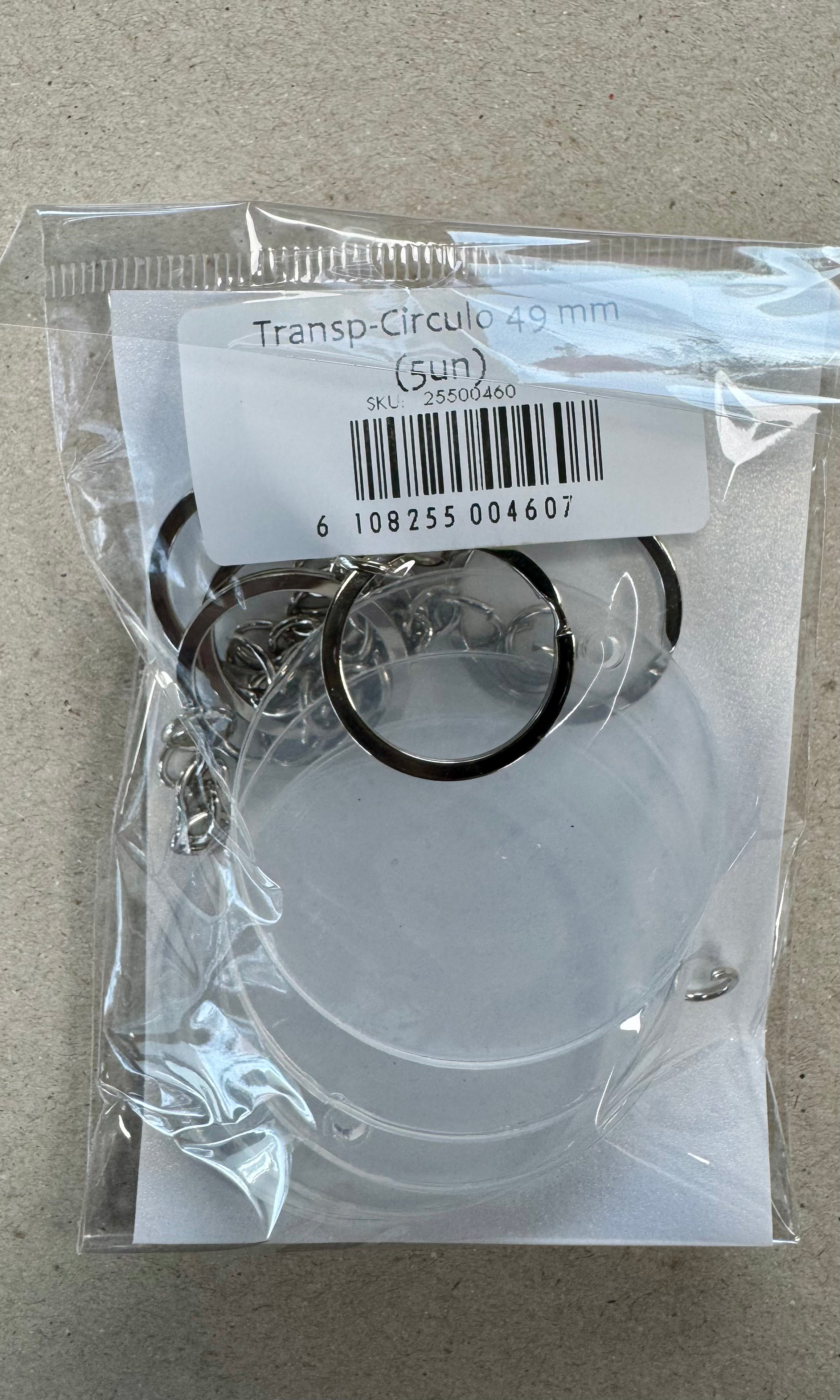 Llavero Acrilico Transparente Circular 49 mm 5 uds