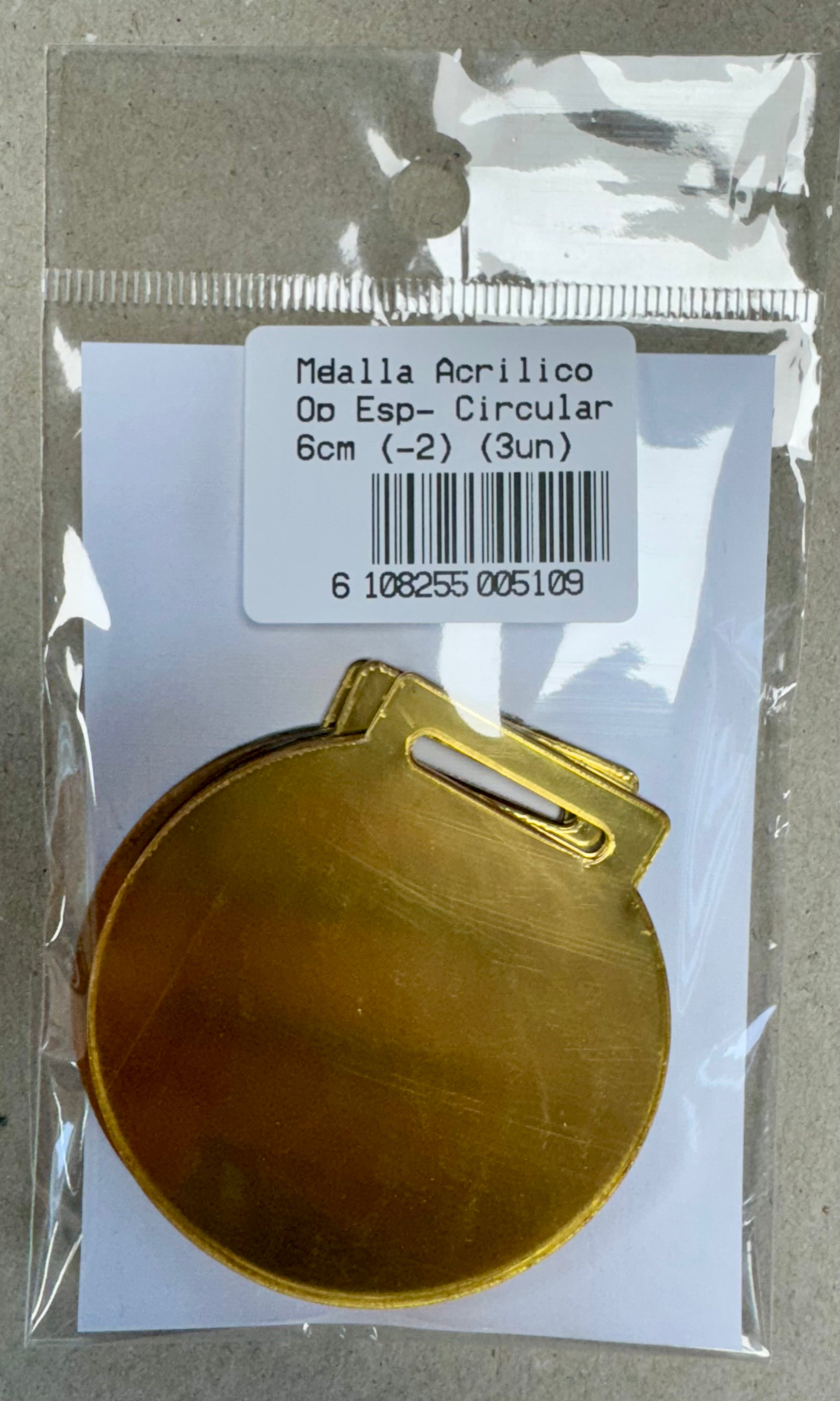 Medalla Acrilica Oro Espejo Circular 6 cm 3 uds