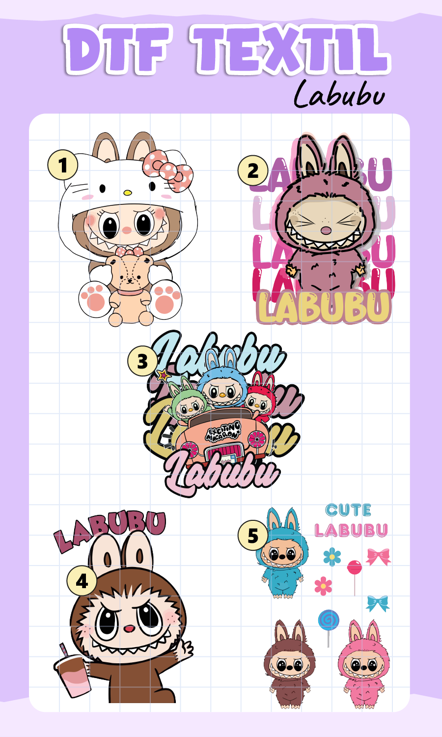 Parche DTF Labubu