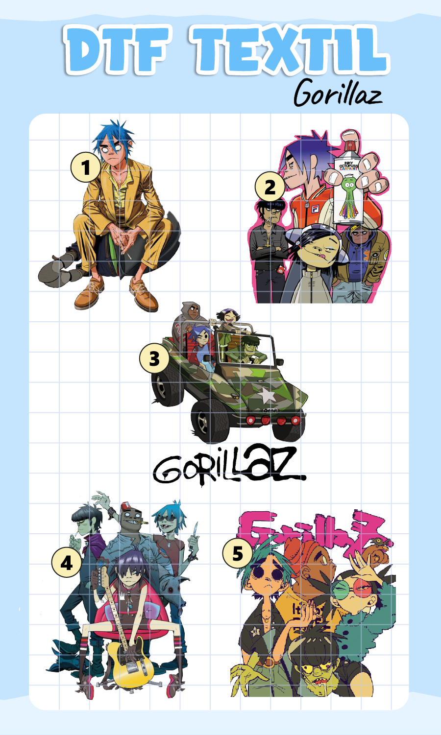 Parche DTF Gorillaz