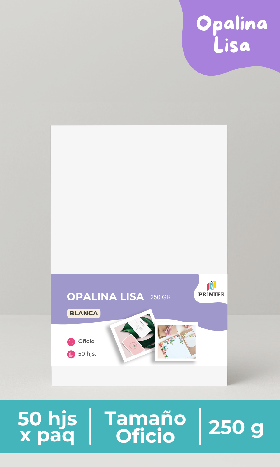 Opalina Lisa 250 grs 50 hjs Blanca Oficio