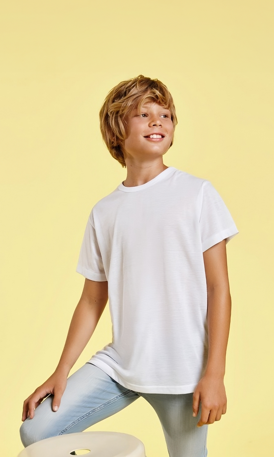 Polera Blanca Algodón Niño