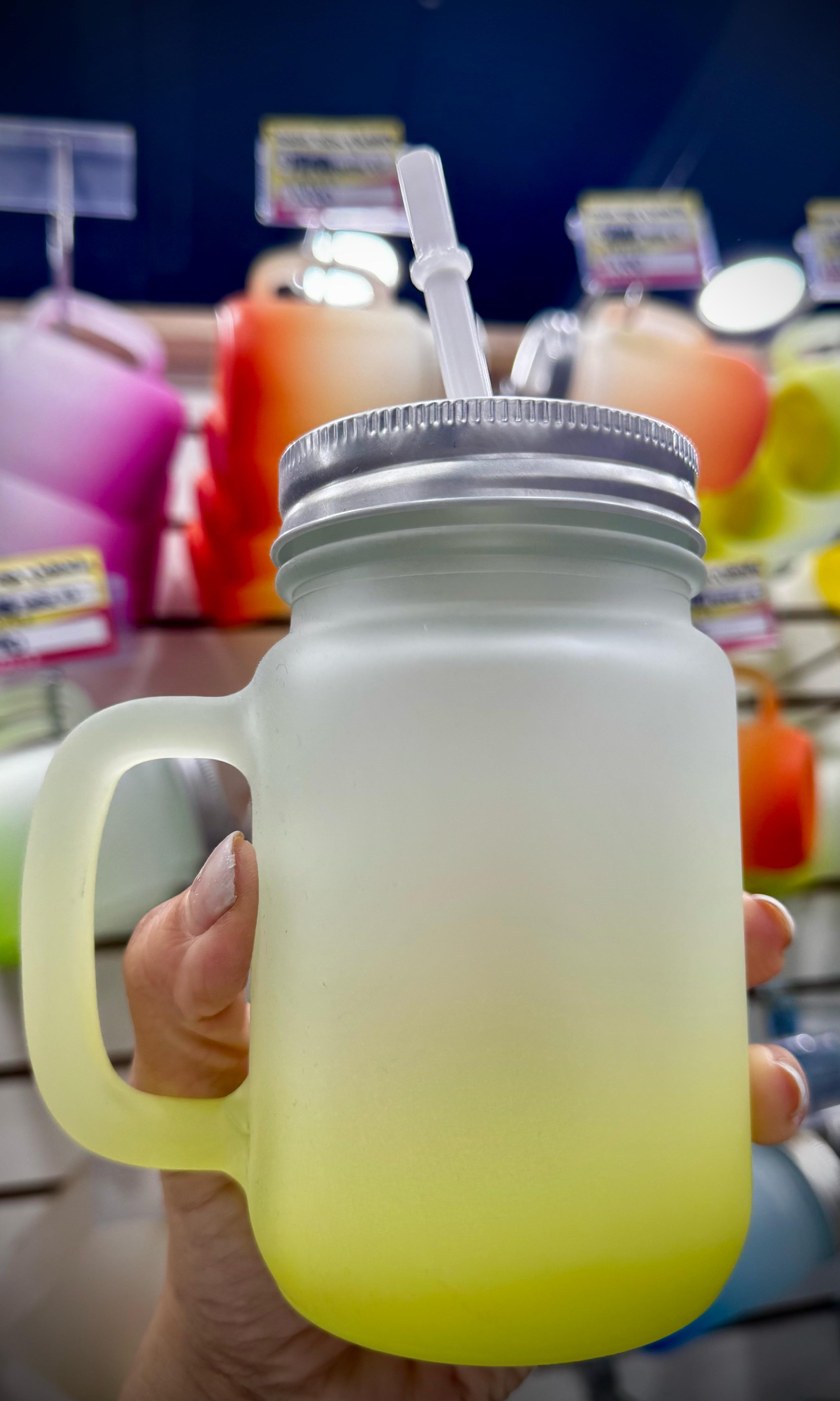 Jarro Frosted Sublimable 15 oz amarillo limón