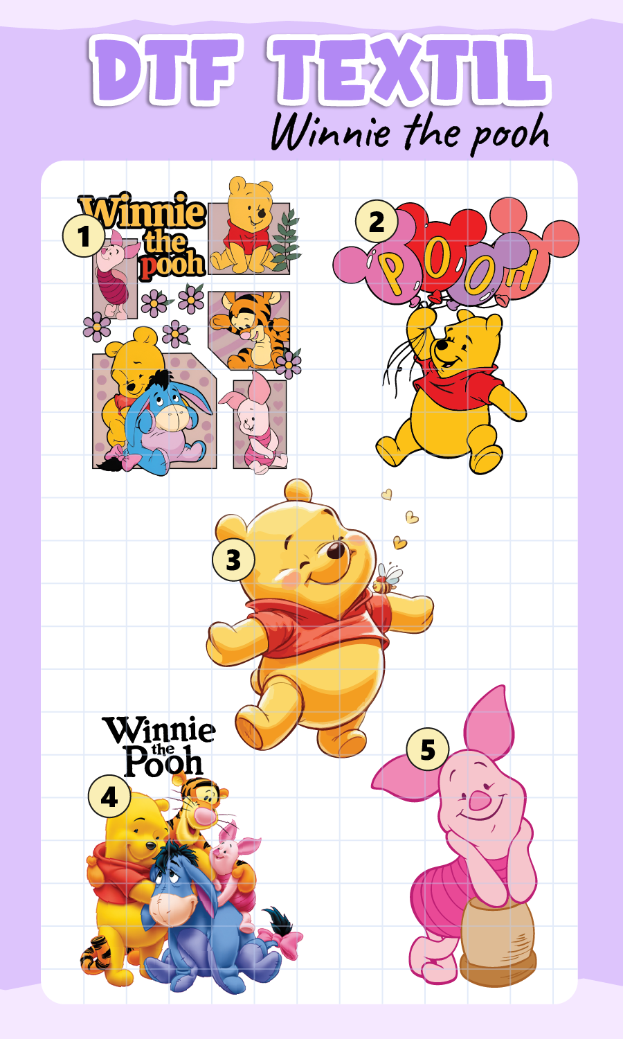 Parche DTF Winnie the pooh
