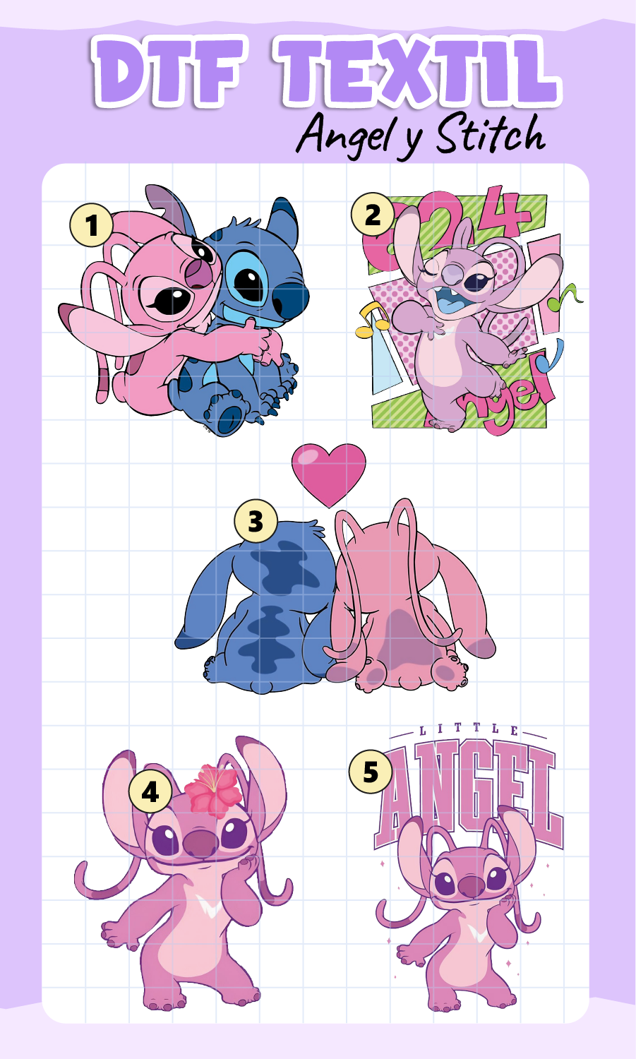 Parche DTF Angel y Stich
