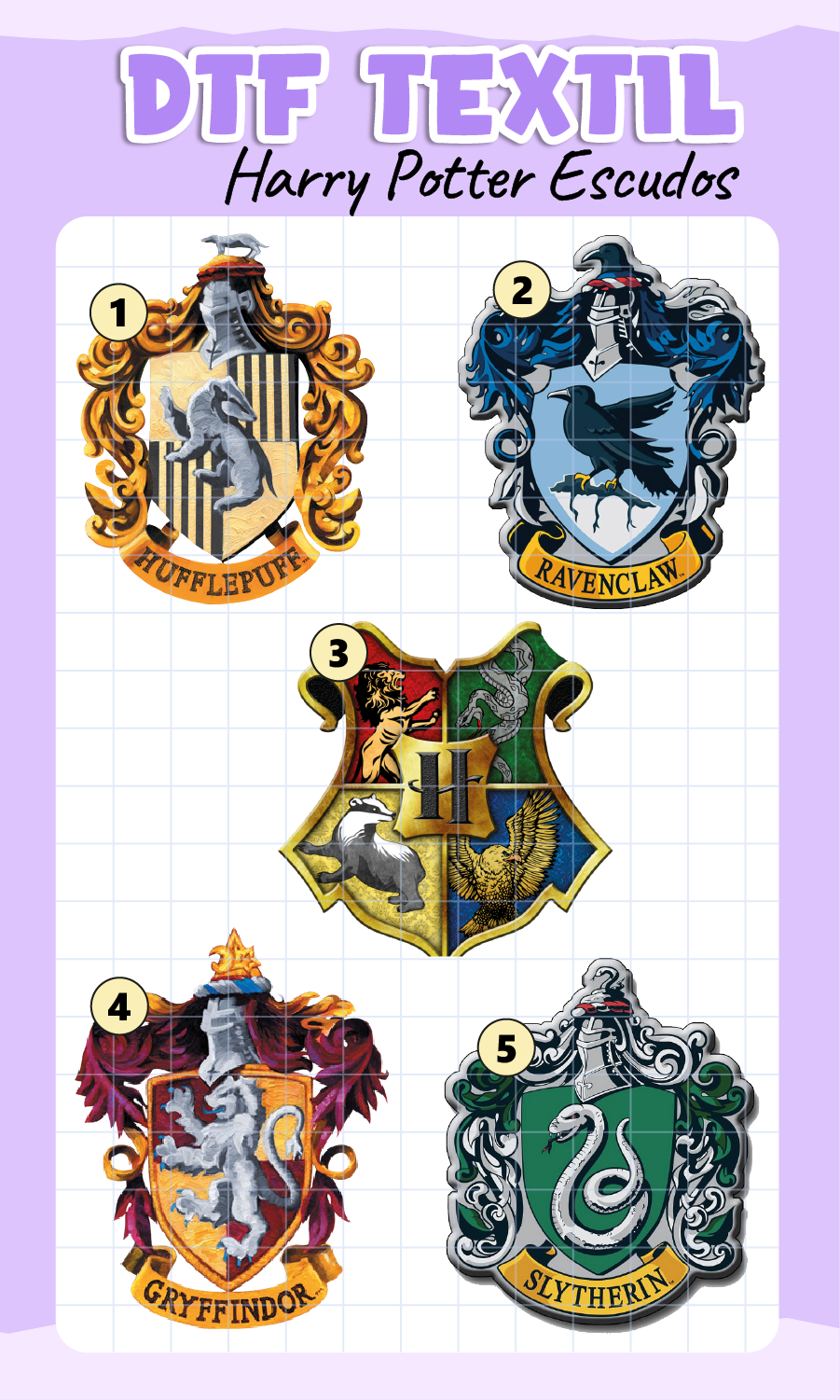 Parche DTF Harry Potter Escudos