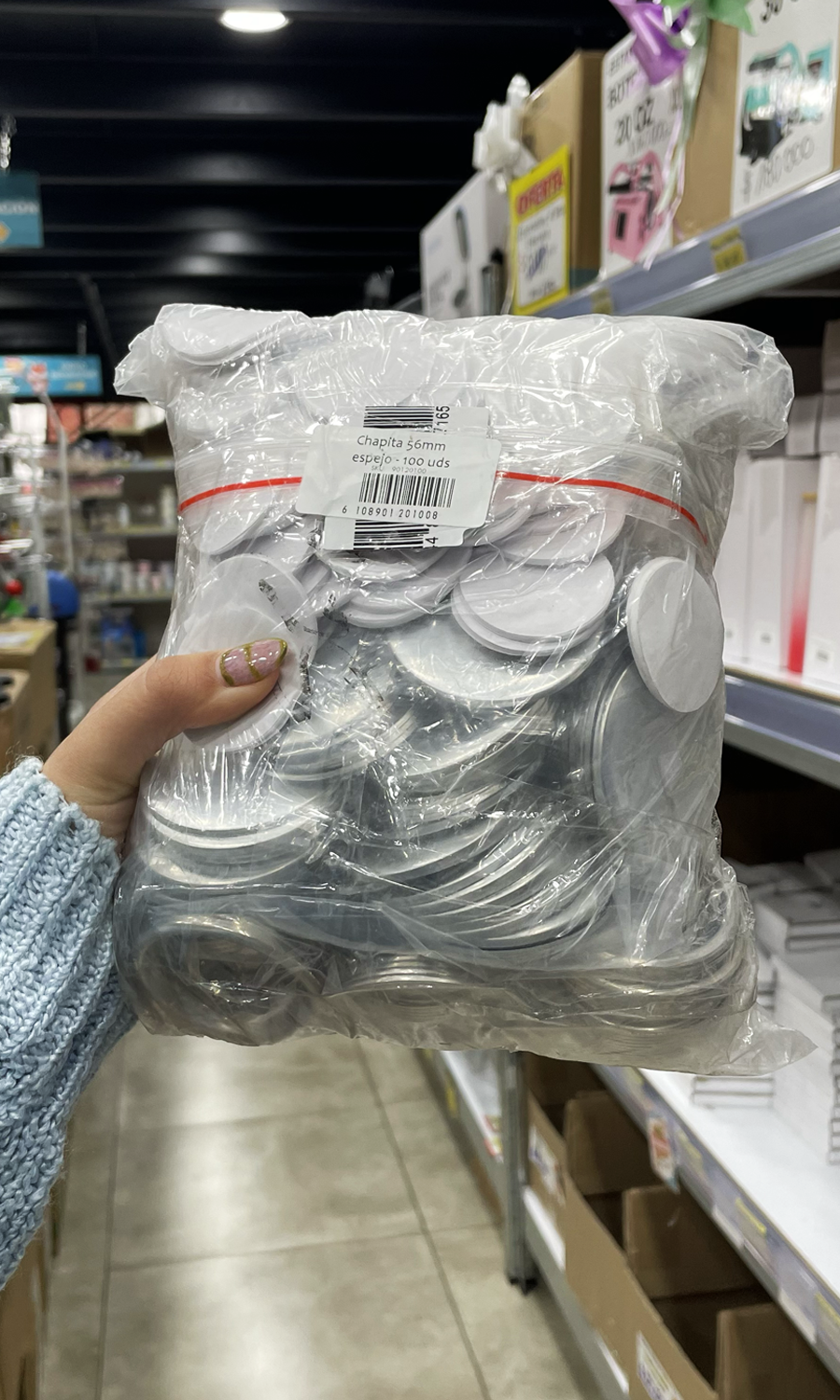 Chapita Metálica 56 mm Espejo 100 uds