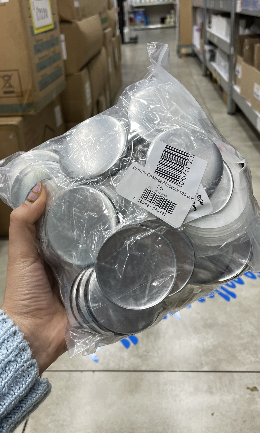 Chapita Metálica 56 mm Pin 100 uds