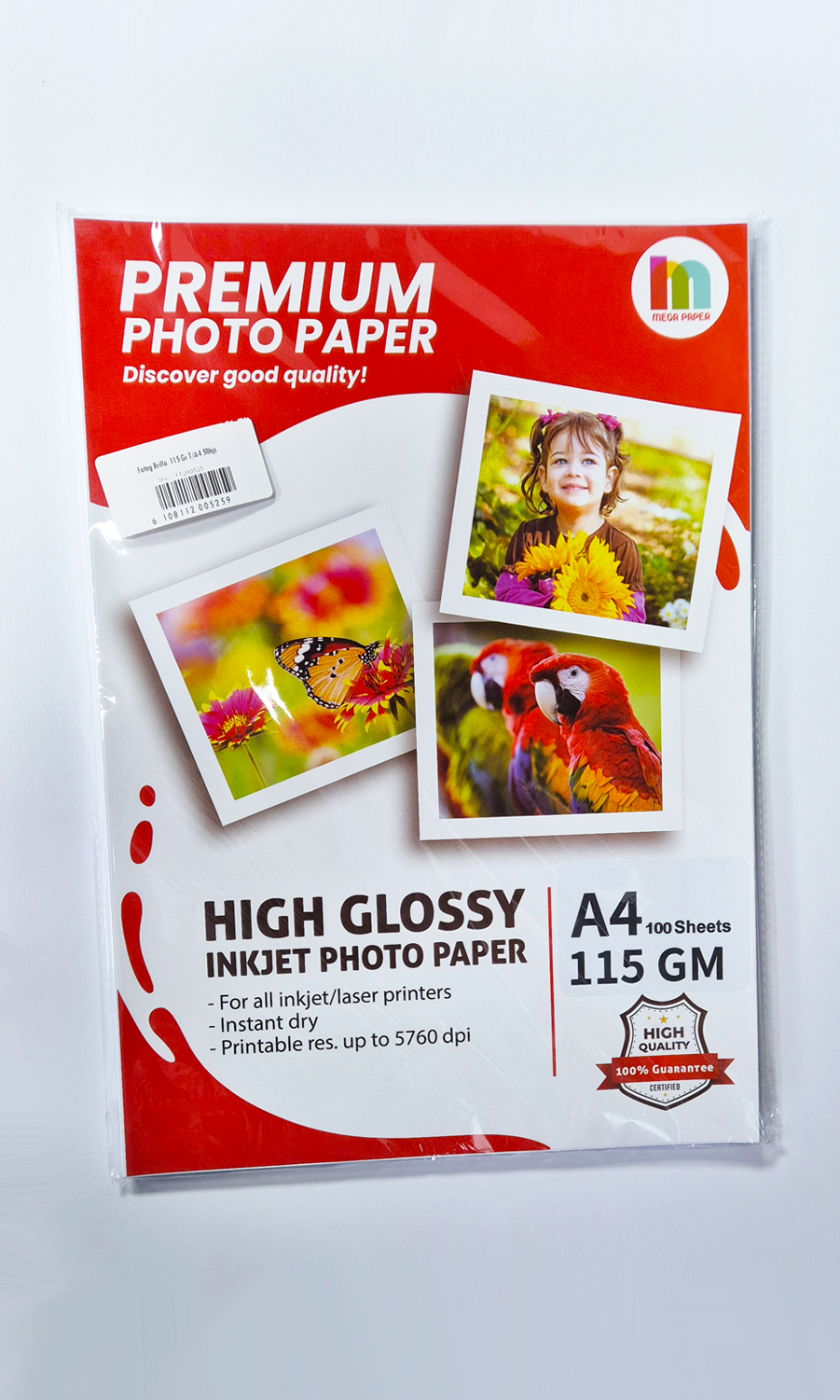 Papel Fotográfico Brillante A4 115 grs 100 hjs