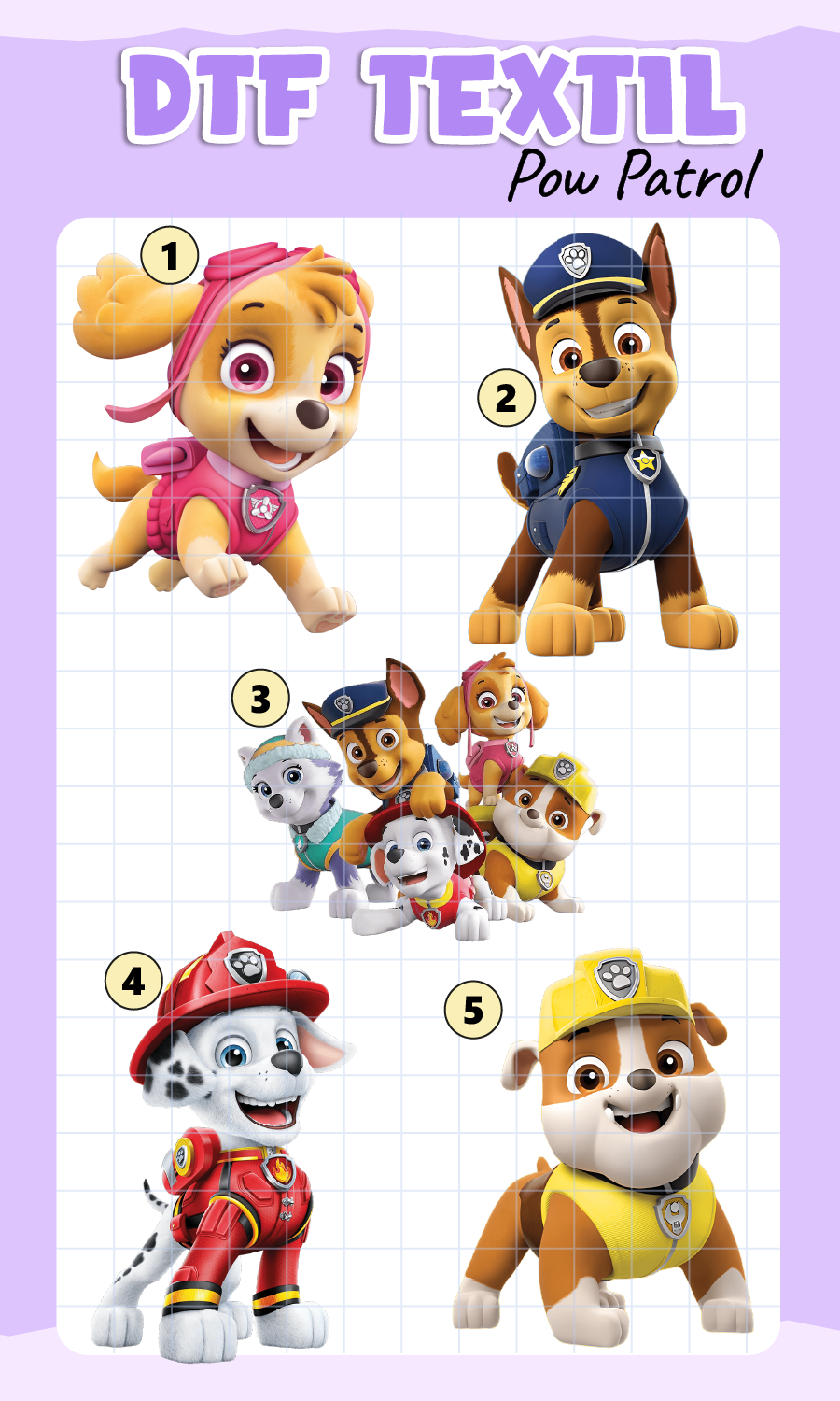 Parche DTF Paw Patrol
