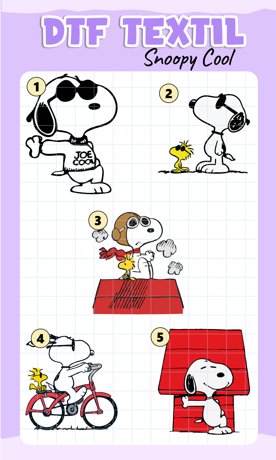 Parche DTF Snoopy Cool