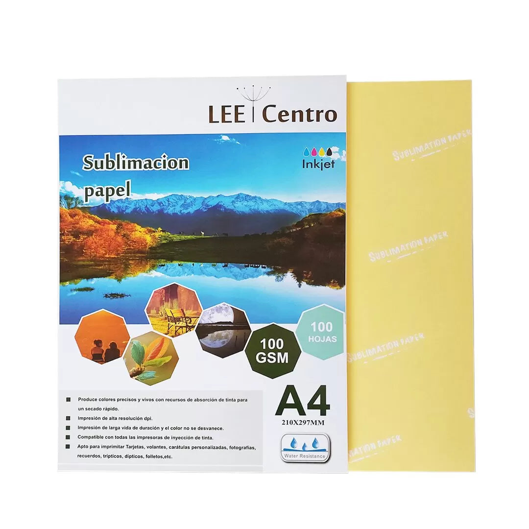 Papel Sublimación Reverso Amarillo Lee Centro A4 100 hjs