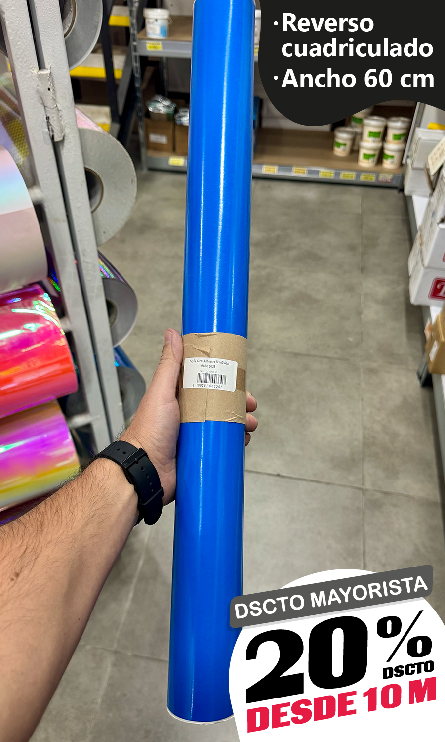 Vinilo Decorativo 60x100 cm Azul Medio (6033)