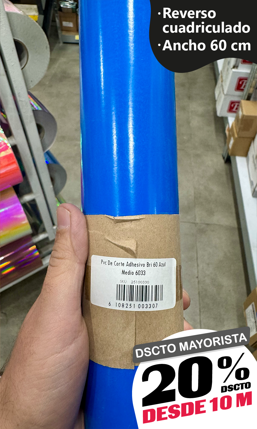 Vinilo Decorativo 60x100 cm Azul Medio (6033)