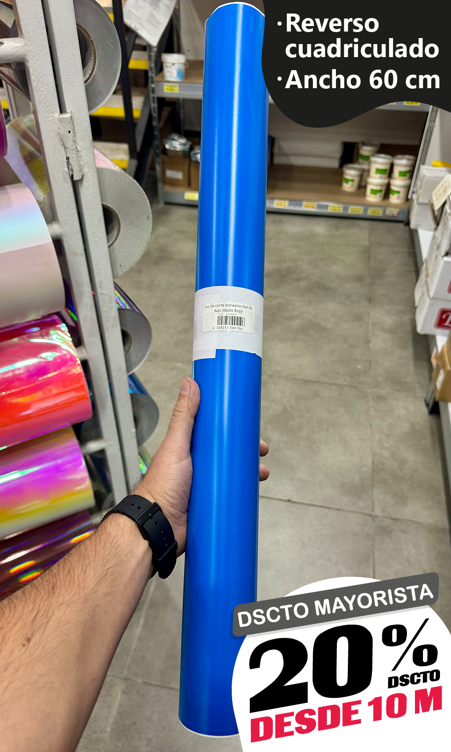 Vinilo Decorativo 60x100 cm Azul Medio (8033)