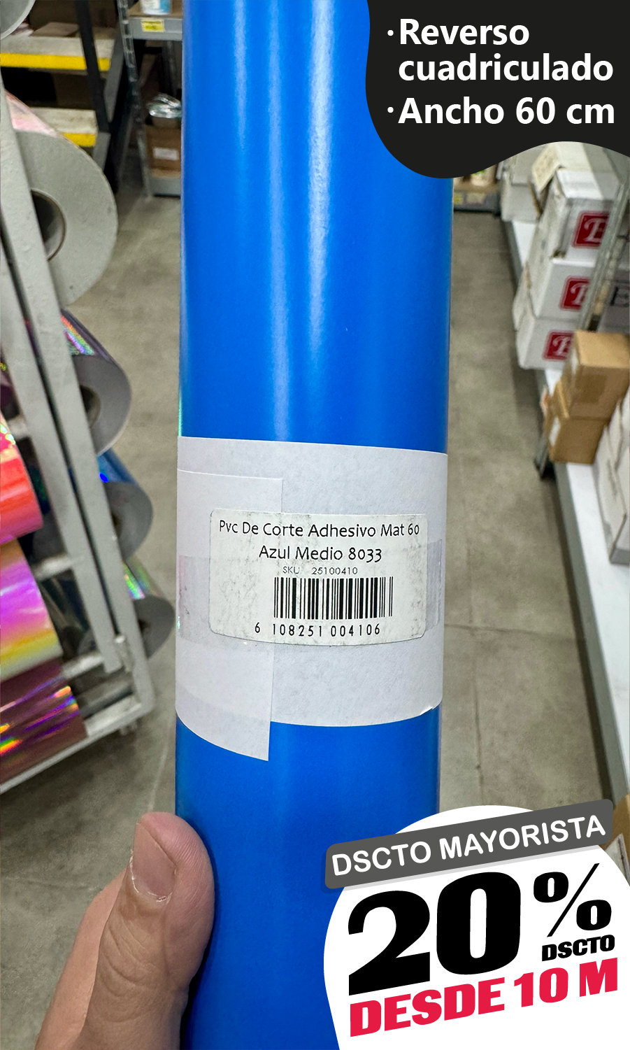 Vinilo Decorativo 60x100 cm Azul Medio (8033)