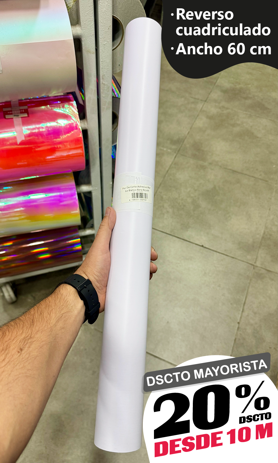 Vinilo Decorativo 60x100 cm Blanco Matte (8010)
