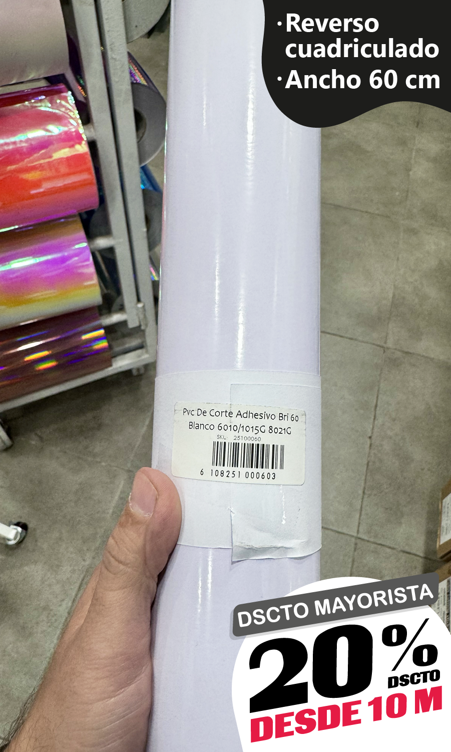 Vinilo Decorativo 60x100 cm Blanco (8021G)