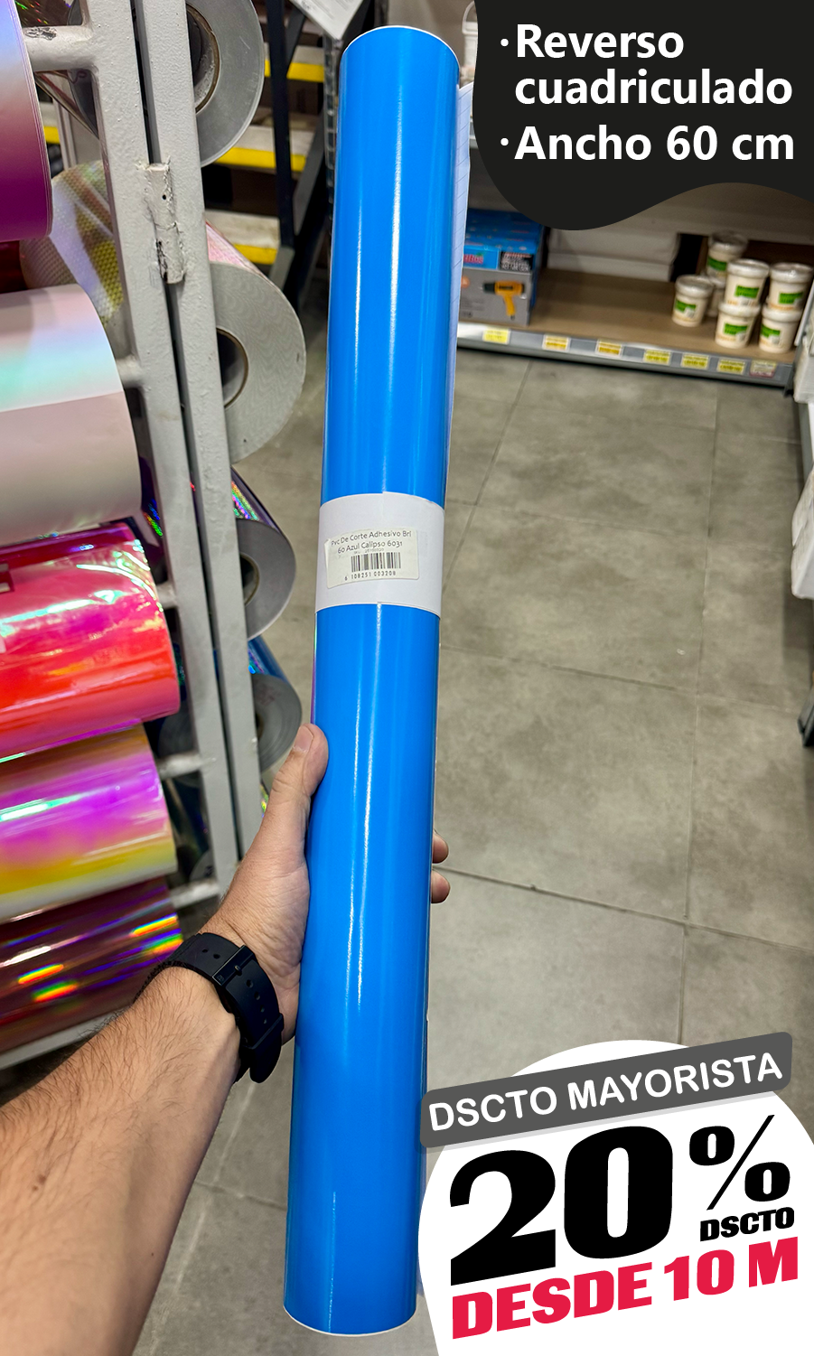 Vinilo Decorativo 60x100 cm Azul Calipso (6031)