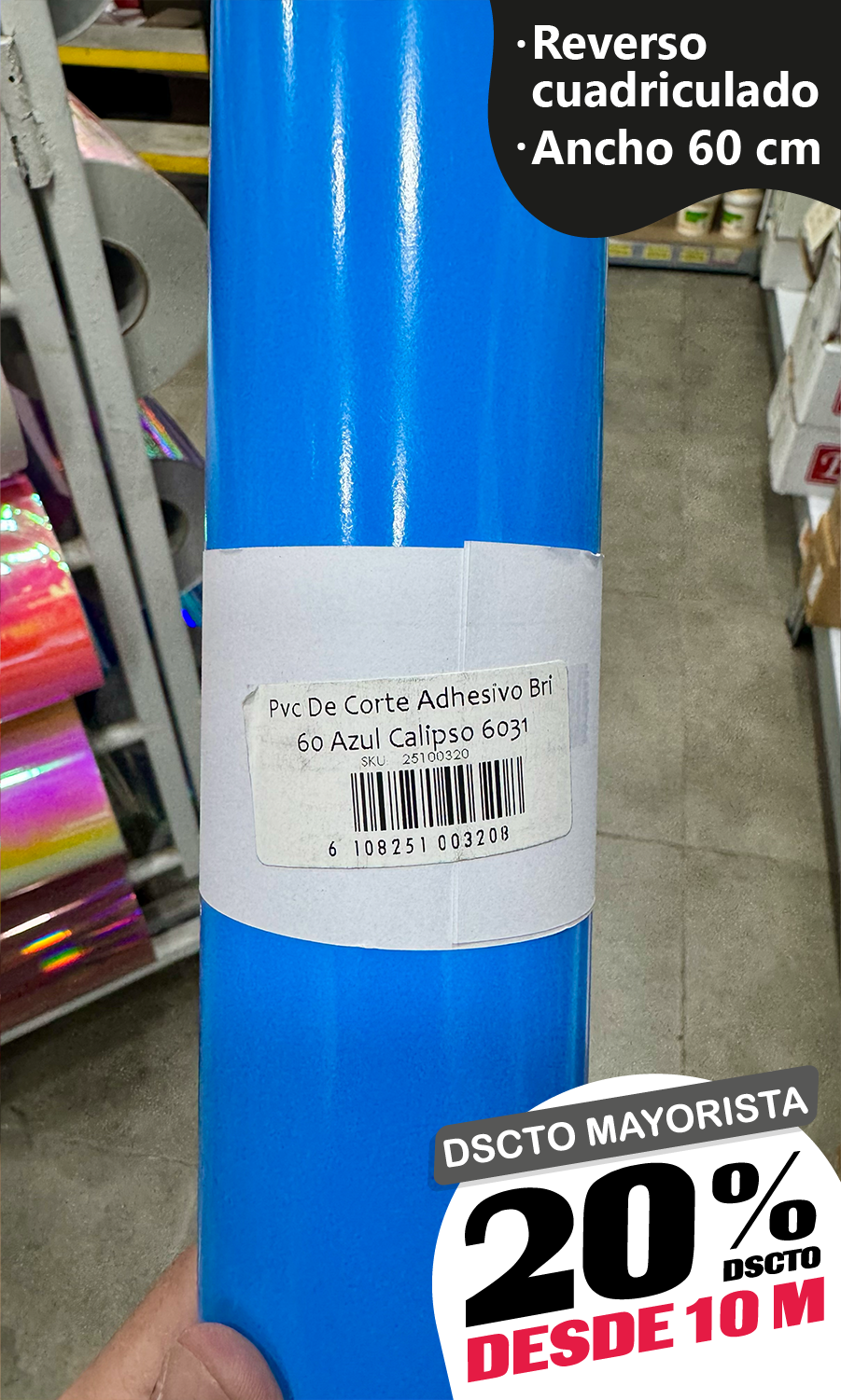 Vinilo Decorativo 60x100 cm Azul Calipso (6031)