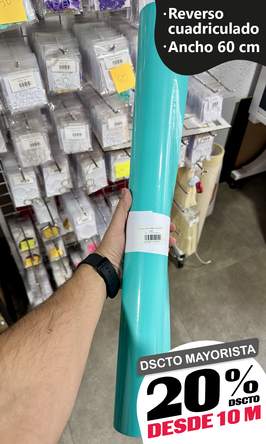 Vinilo Decorativo 60x100 cm Cyan (8038)