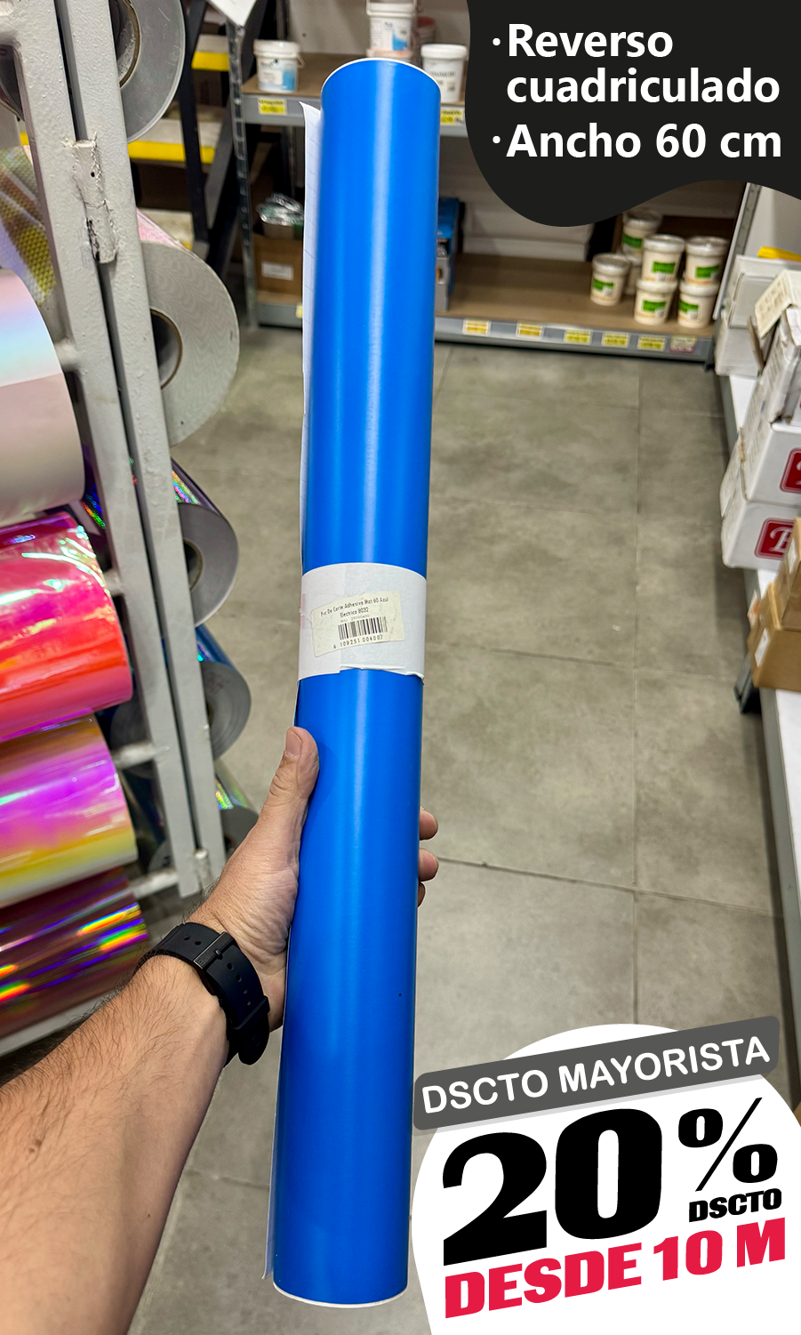 Vinilo Decorativo 60x100 cm Azul Electrico (8032)