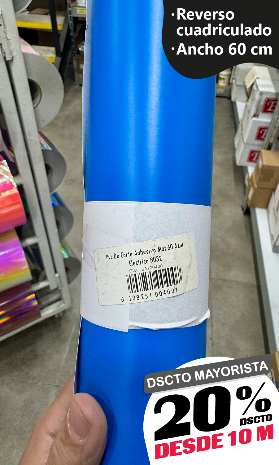 Vinilo Decorativo 60x100 cm Azul Electrico (8032)
