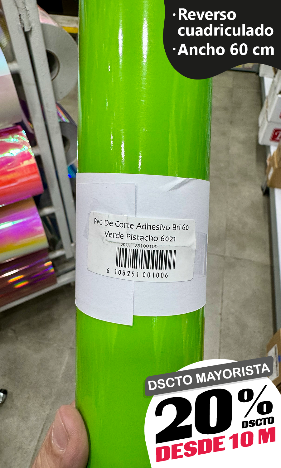 Vinilo Decorativo 60x100 cm Verde Pistacho (6021)