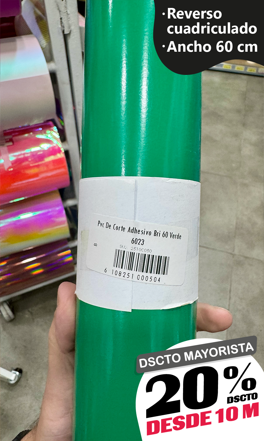 Vinilo Decorativo 60x100 cm Verde (6023)